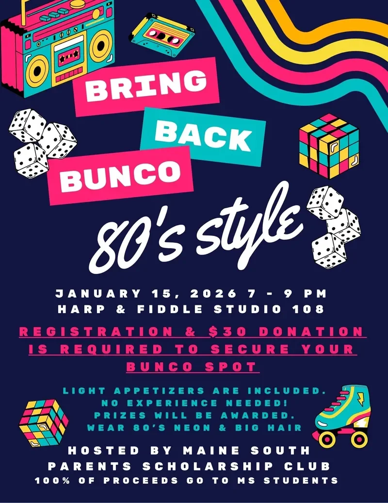 Maine South Parents Scholarship Club - Bring Back Bunco 80's Style