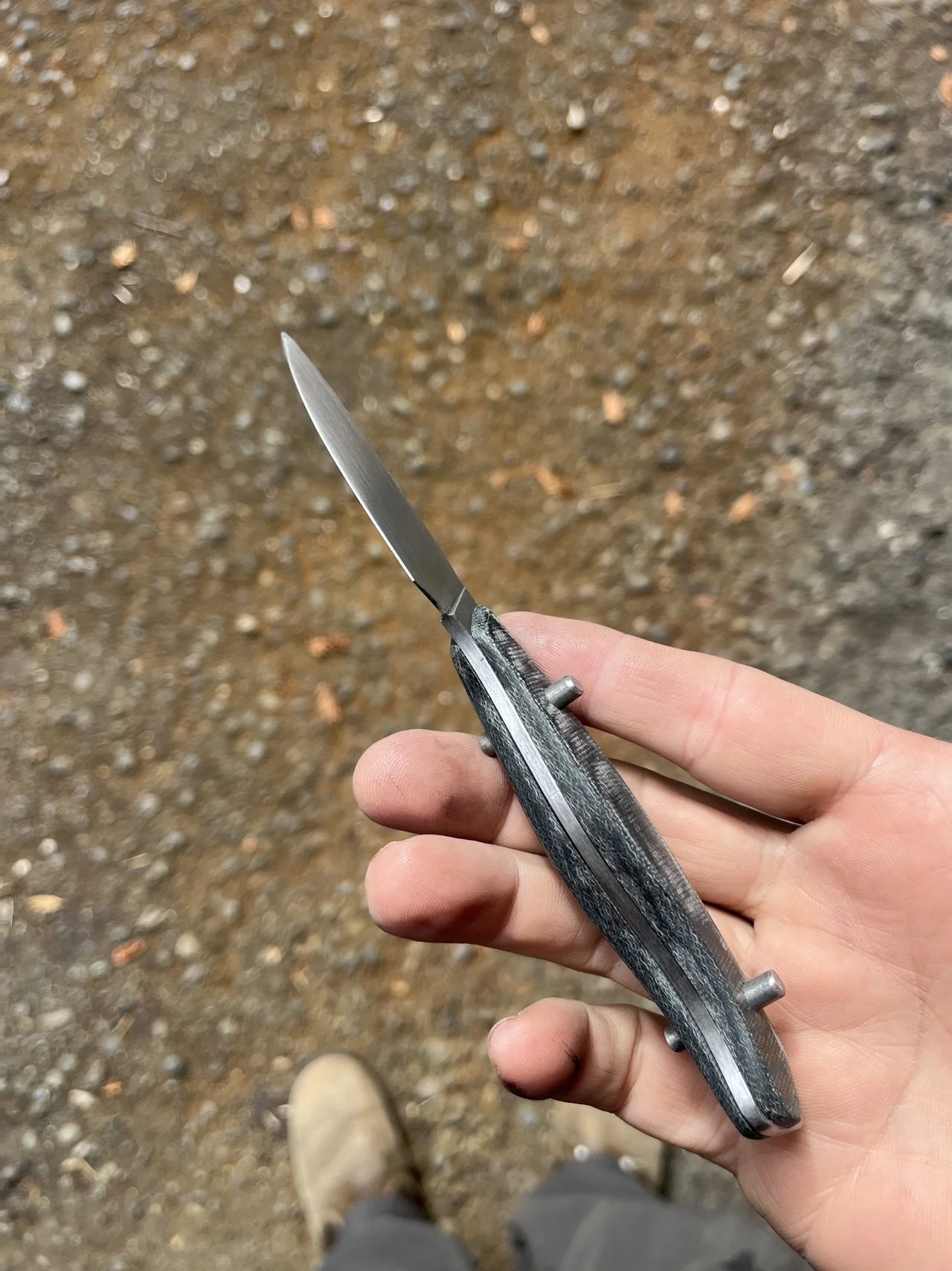 A blade, pinned and ready to glue