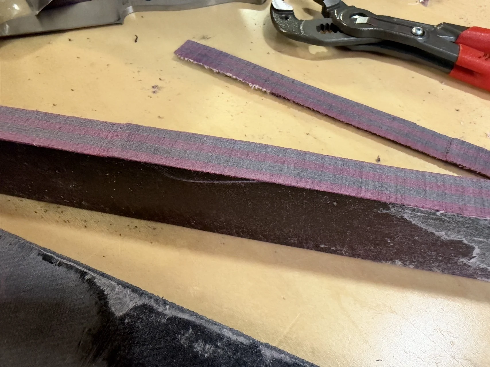 Micarta blocks after overnight cure and heat setting