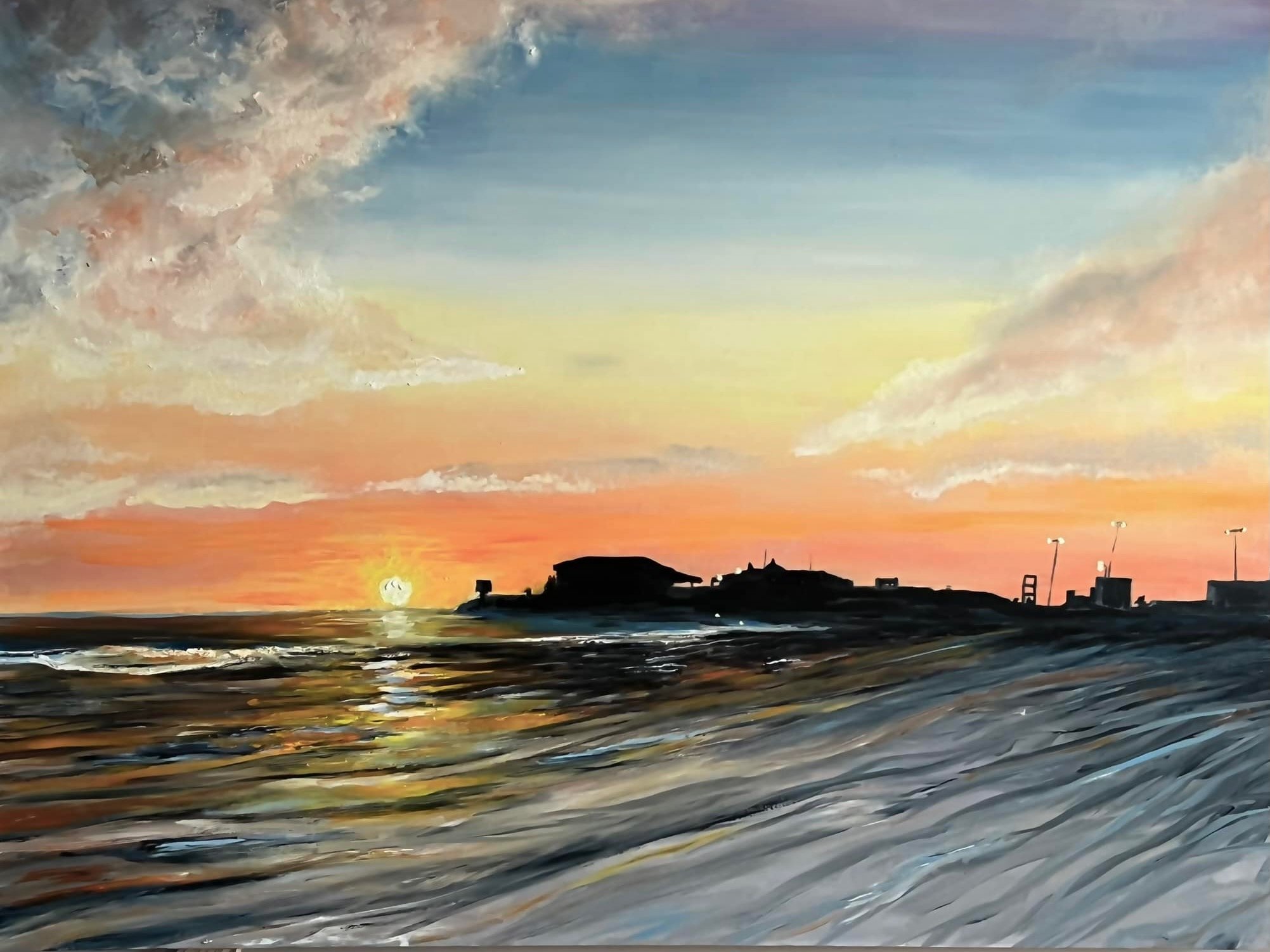 SOLD "Caroline Bay sunrise" oil on gallery wrapped canvas 40x30"