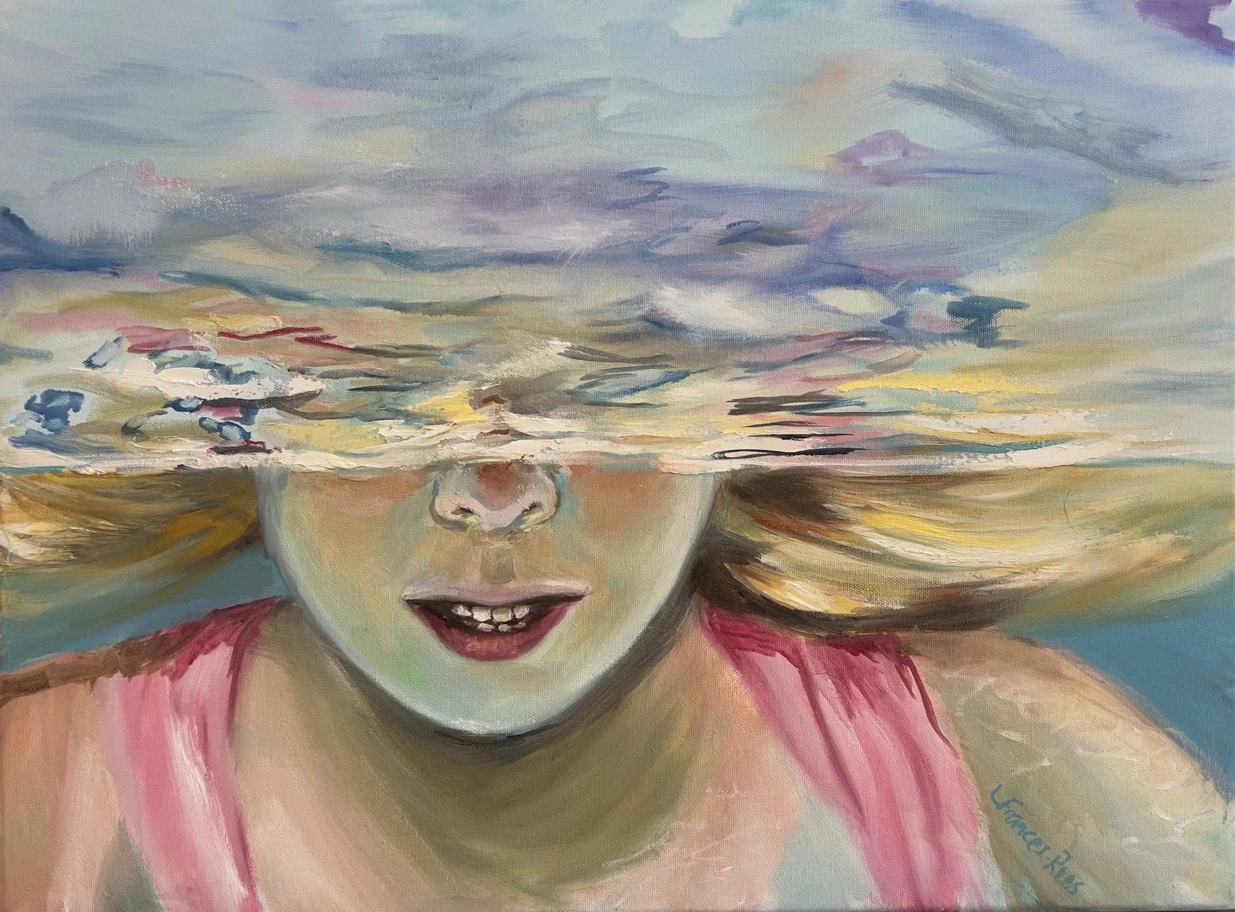 "The Edge of Silence" 24x18" mixed media and oil on gallery wrapped canvas $950