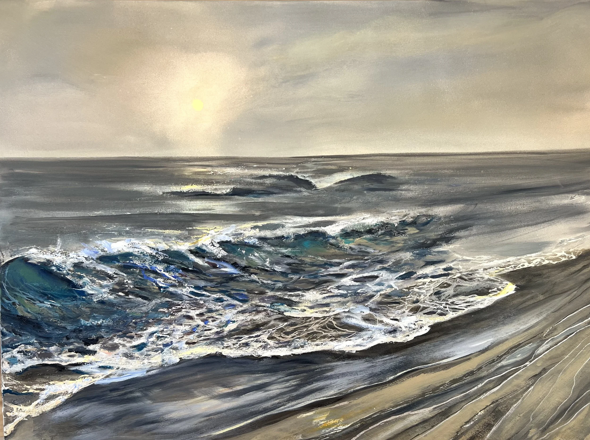 "Blue Bay" - will be available at Taranaki Art Award.  Acrylic on Gallery wrapped canvas, 40x30"
