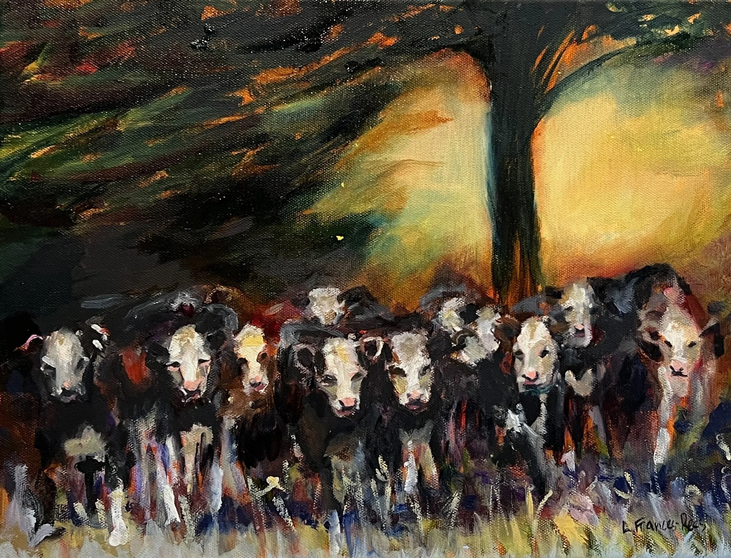 "Girls' Night Out" oil on gallery wrapped canvas, 16x12" $290