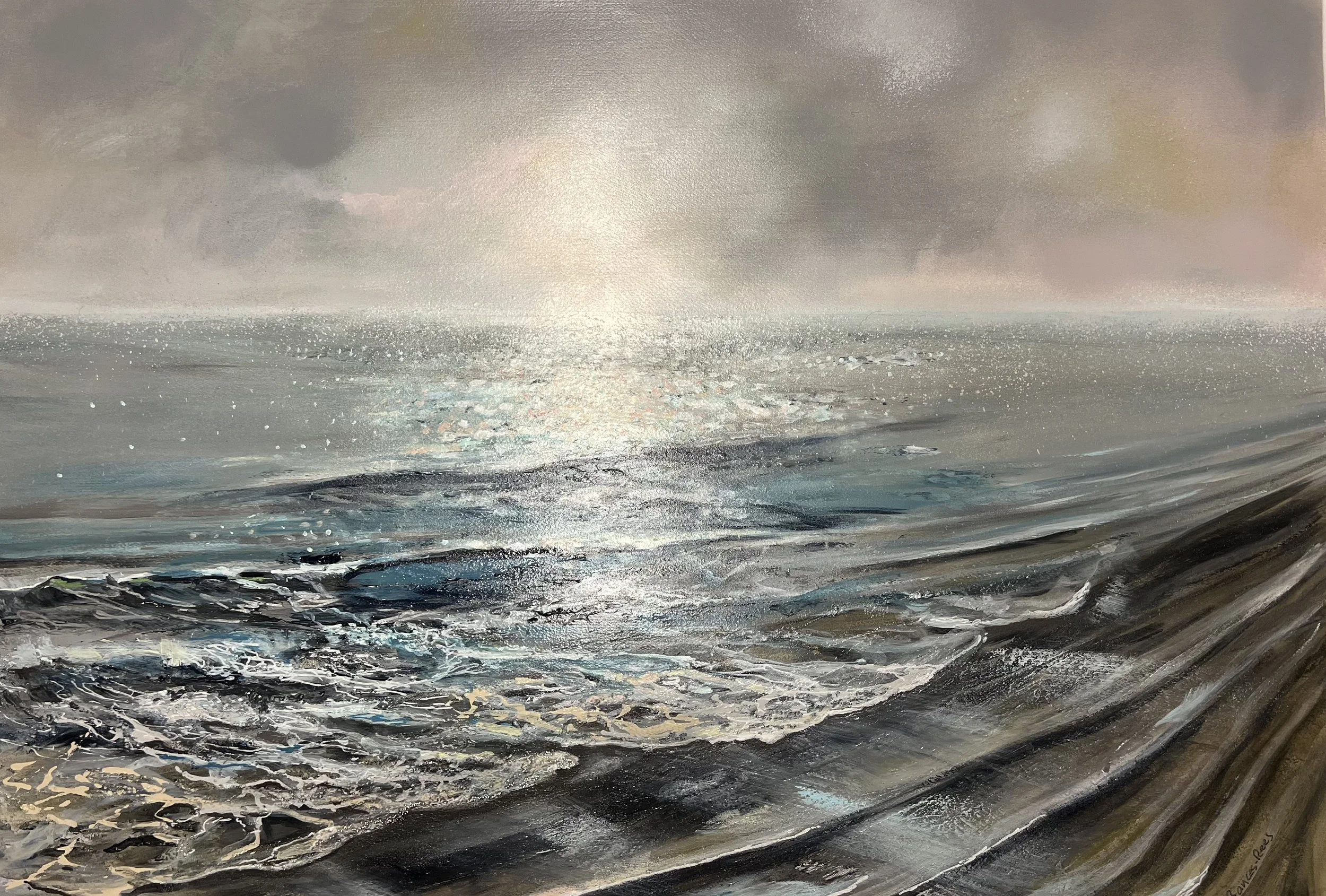 "Resting Space," 30x20" acrylic and spray paint on paper, $150