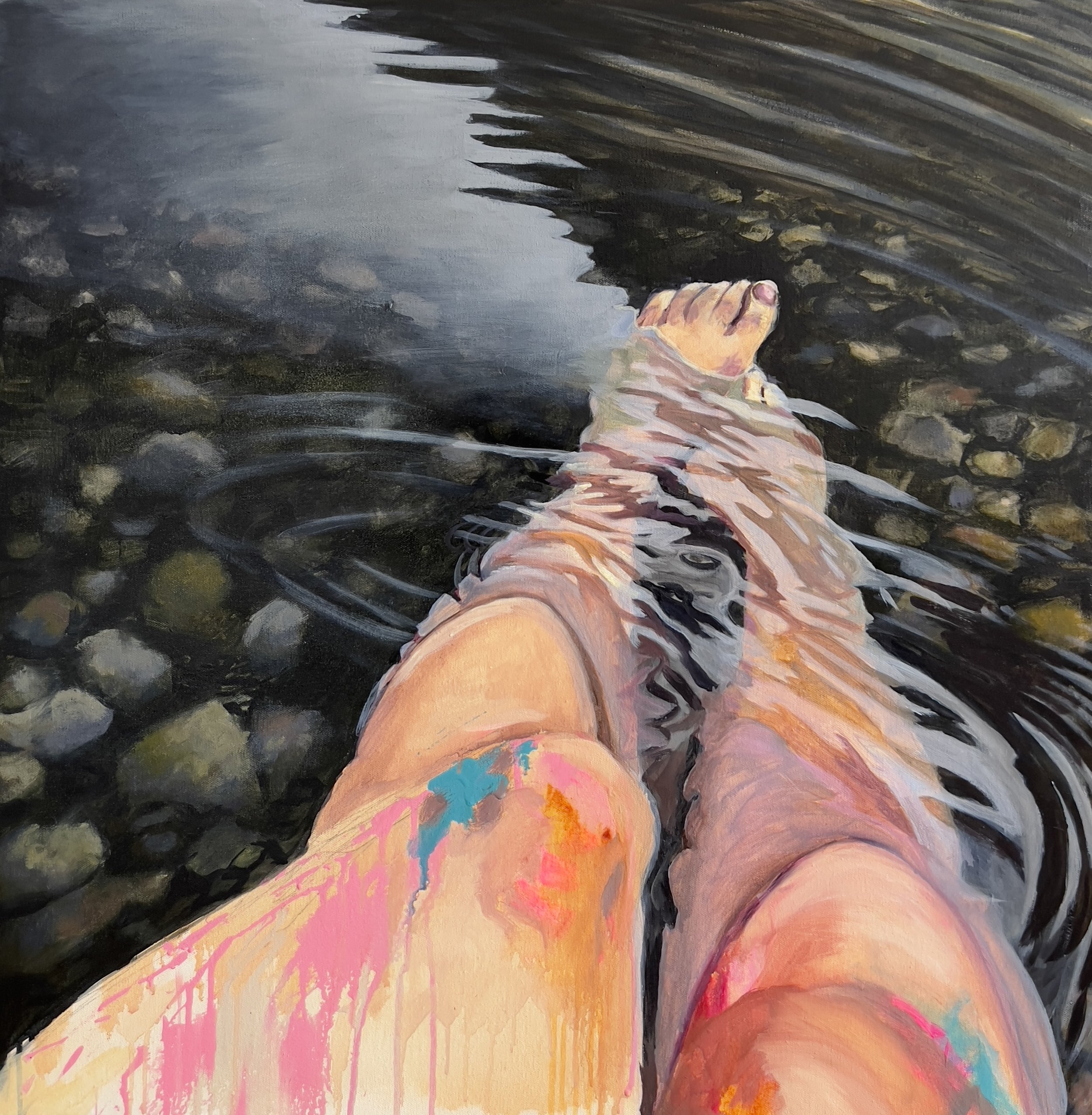 "Borderline 2" oil on gallery wrapped canvas, 30x30"