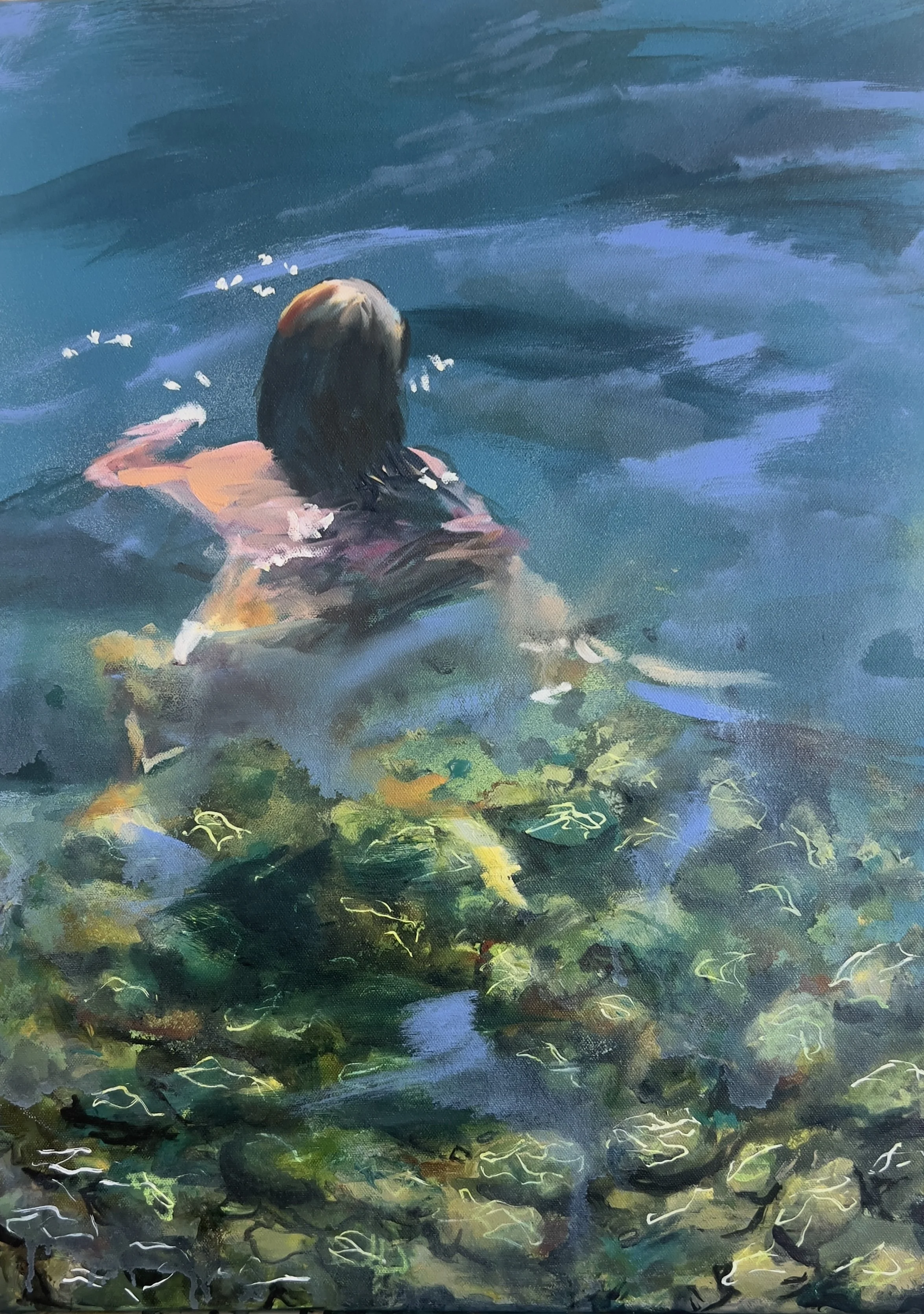 "Flux" 24x18" mixed media and oil on gallery wrapped canvas, $1050