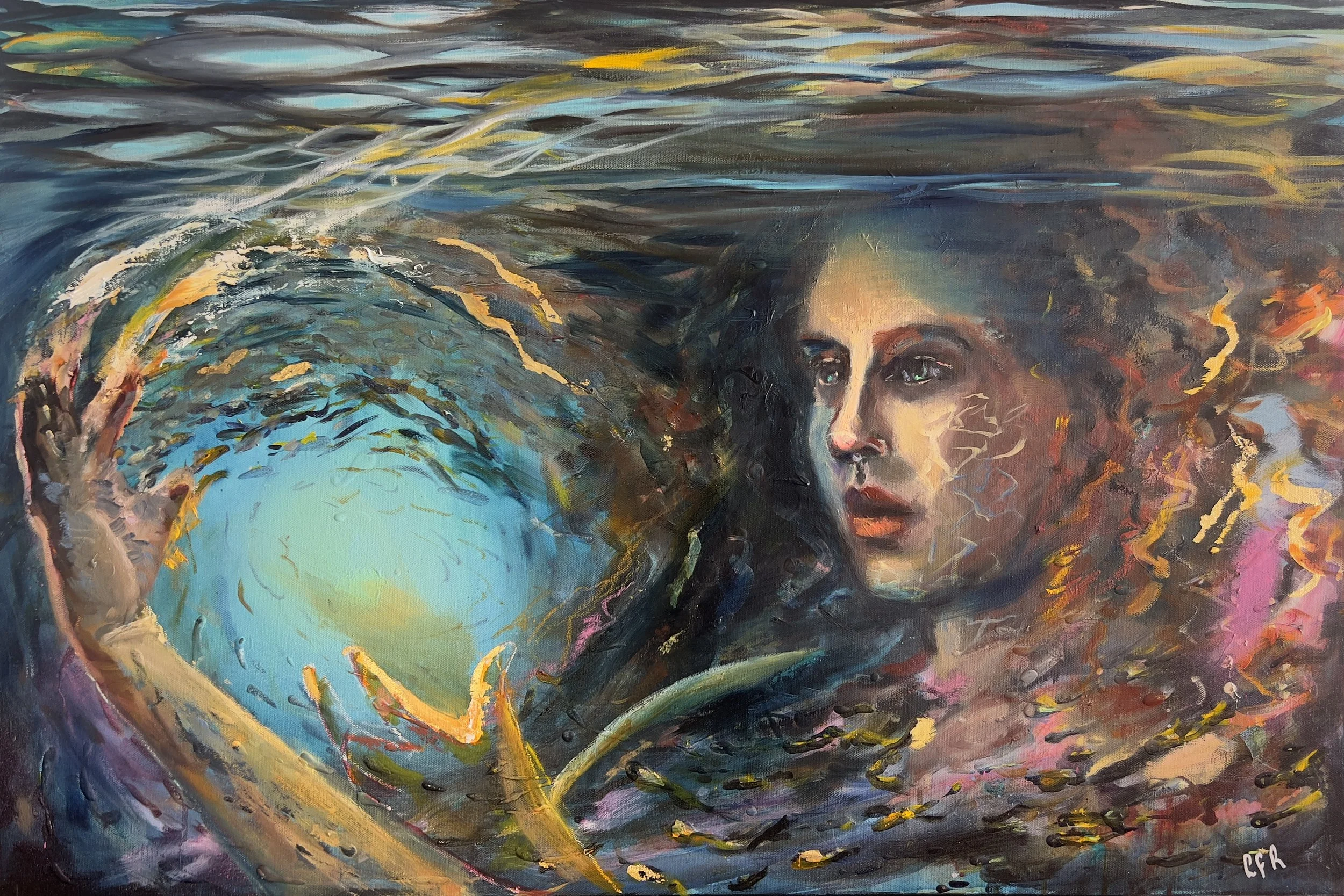 "Alchemist" mixed media and oil on gallery wrapped canvas, 30" x 20," $550 