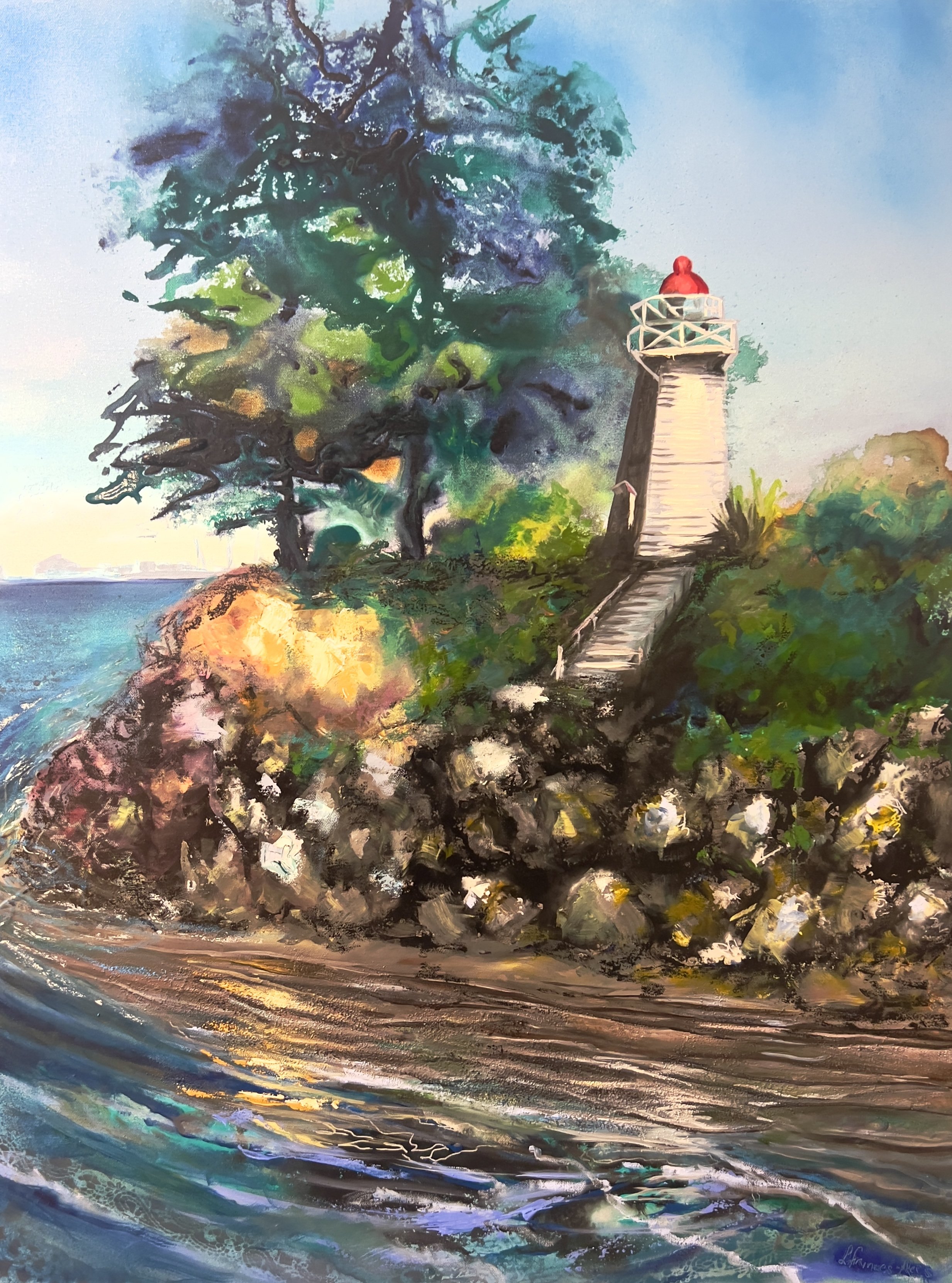 Number One Penguin Home, 40" x 30" mixed media and oil on gallery wrapped canvas, $700