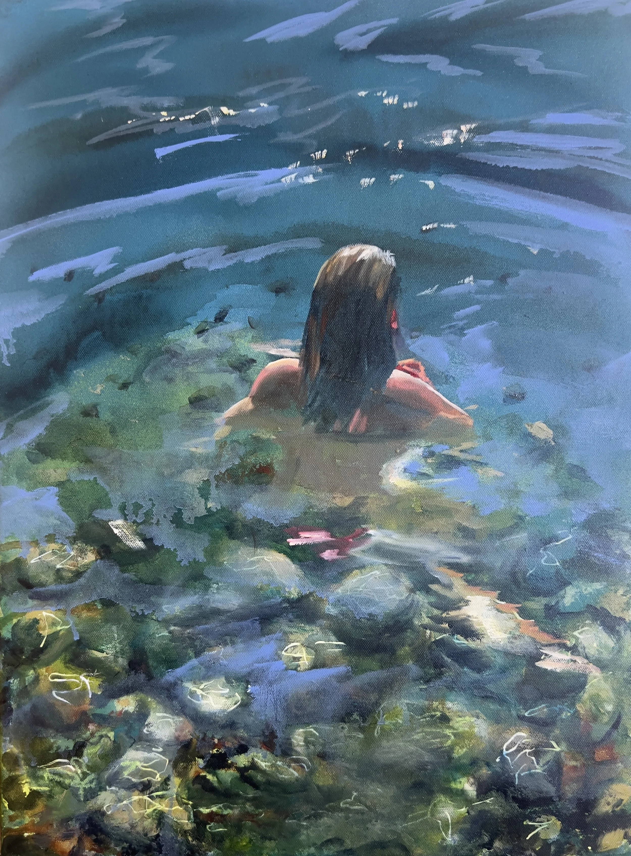 "Balance" 24x18" mixed media and oil on gallery wrapped canvas, $1050