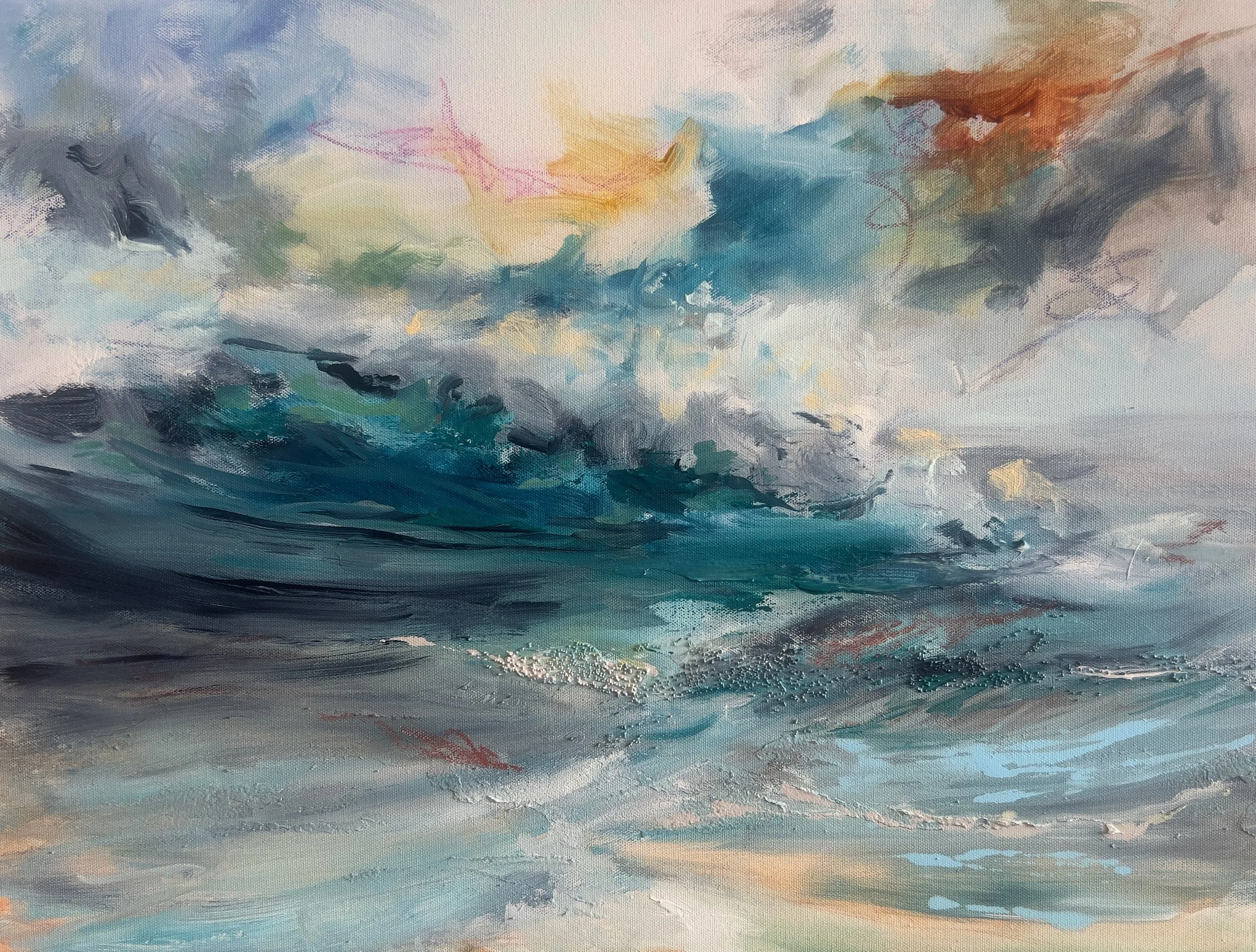 SOLD: Azure Momentum, 24x18" acrylic on canvas