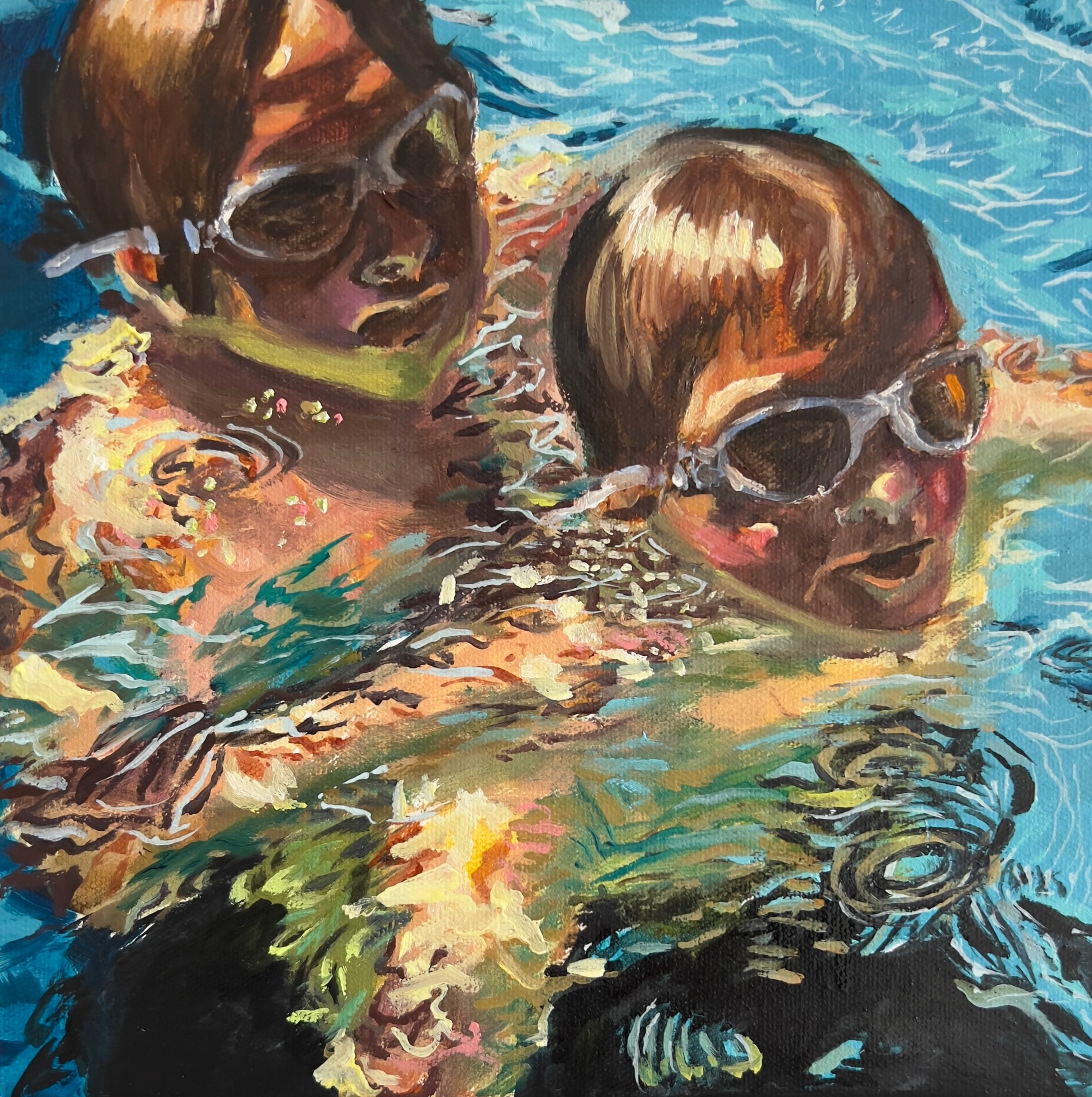 Swimming Boys, oil on canvas, 10×10” FINALIST SOHO ART PRIZE (SYDNEY), SOLD