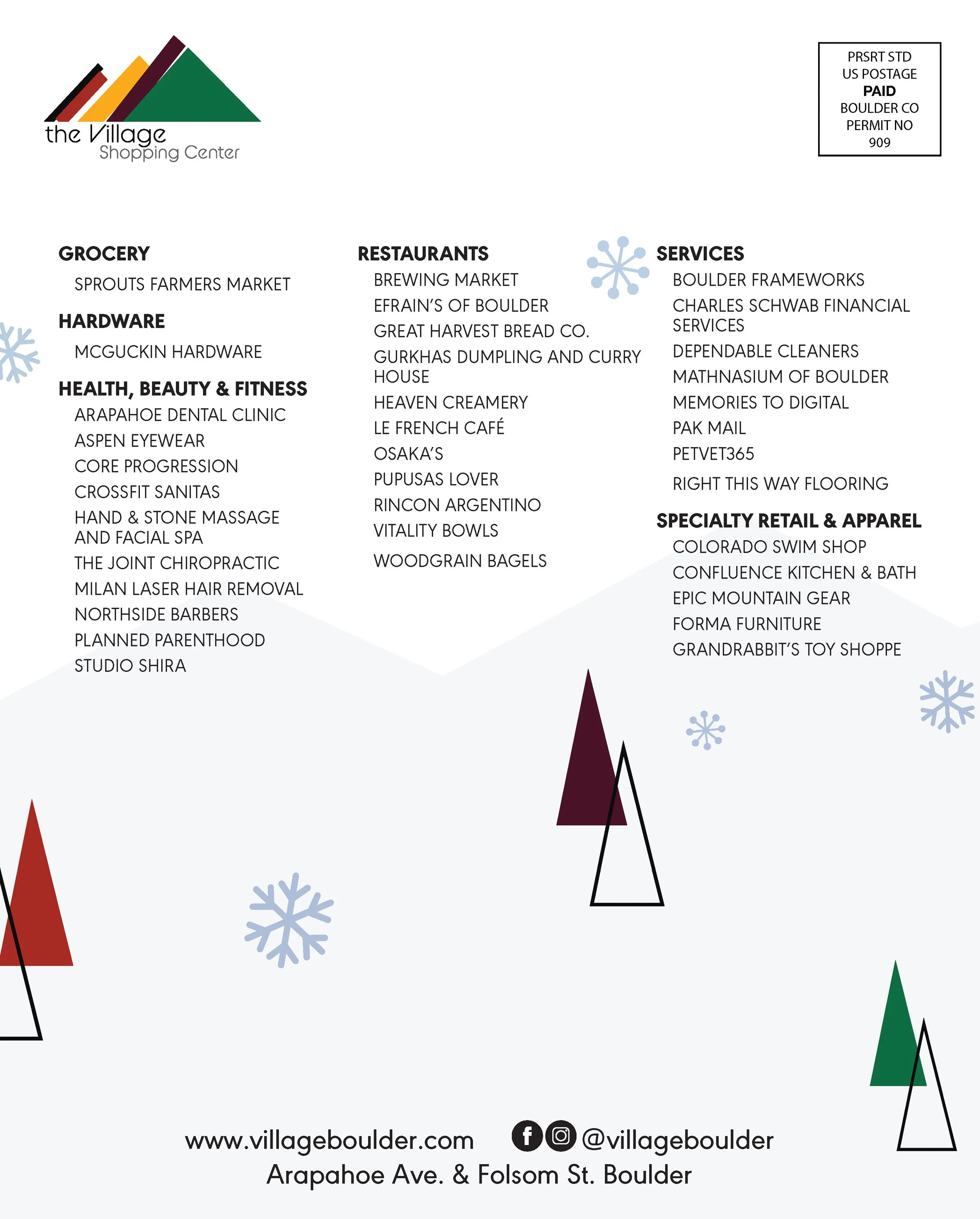 Winter Coupon Catalogue for The Village Shopping Center - Directory Page