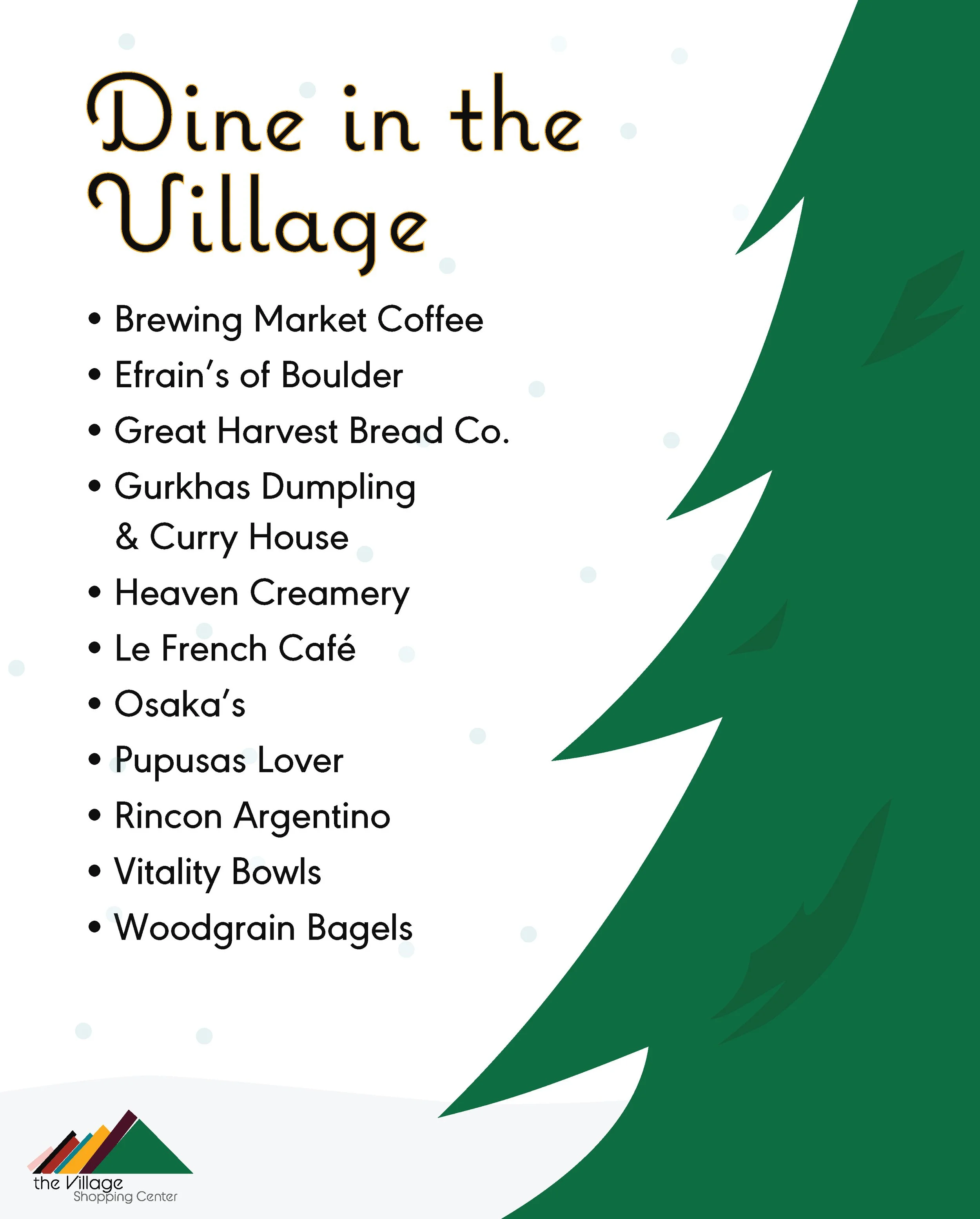 Winter Coupon Catalogue for The Village Shopping Center - Dining Title Page