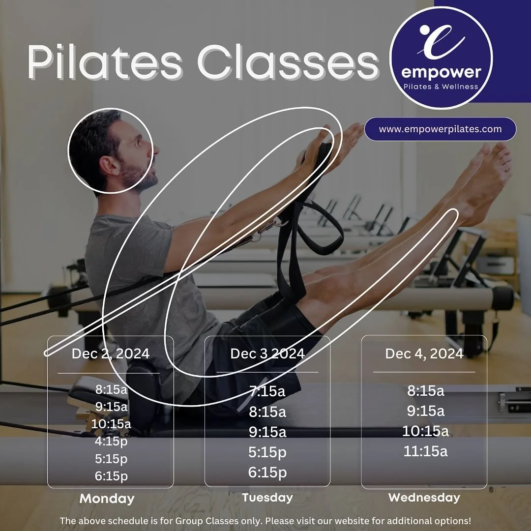 Warm up with movement! Join us for a class this week!

Sign up for a class using the link in our bio!

@empowerpilatesandwellness
www.empower-pilates.com

#decemberworkouts #pilatesforlife #movement #pilates #pilatesstudio #reformer #pilatesclasses