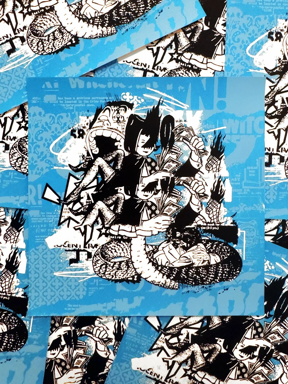 "Snakes" 3 Color Screen Print