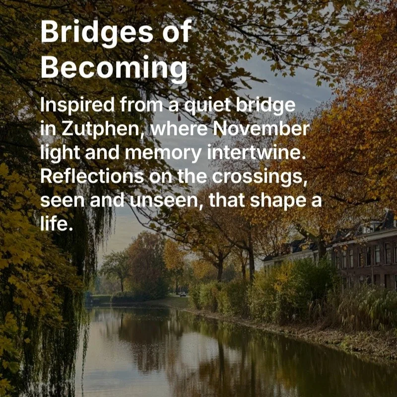 Read Bridges of Becoming - reflections from a quiet bridge in Zutphen.

Link in bio. 

#pathofthewildheart #Zutphen #bridges #becoming