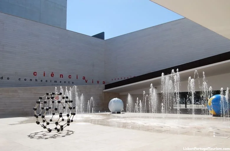 Open plaza with public art between Oceanário de Lisboa and the Science Center, perfect for kids to run and play along the Tagus riverfront.