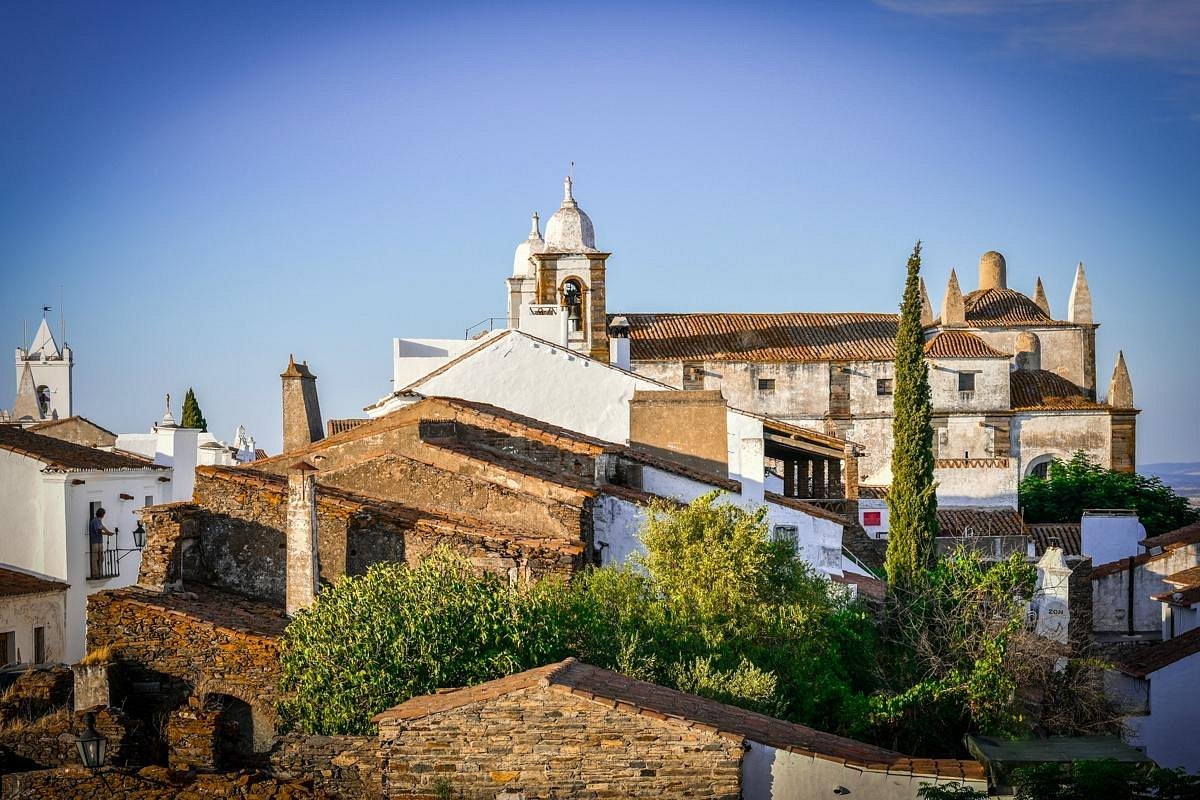 Stone castle and historic buildings in Monsaraz