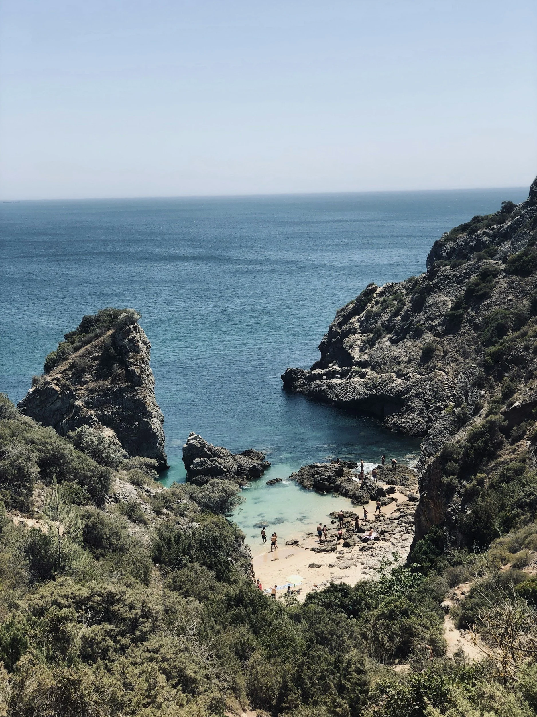 Rocky coastline and ocean view in Sesimbra