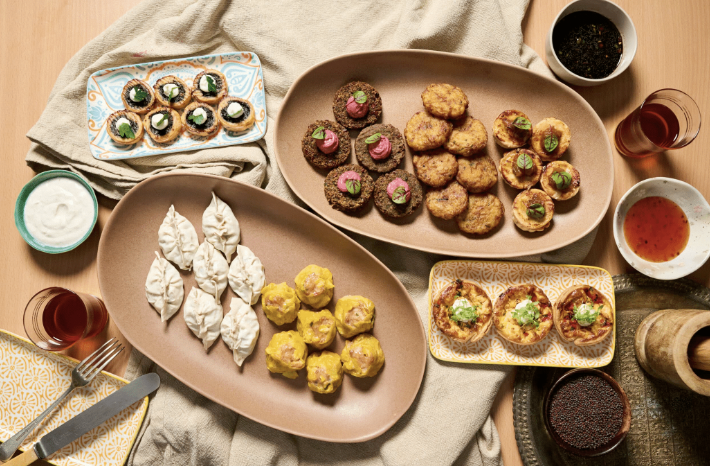 Platters of colourful culturally diverse food