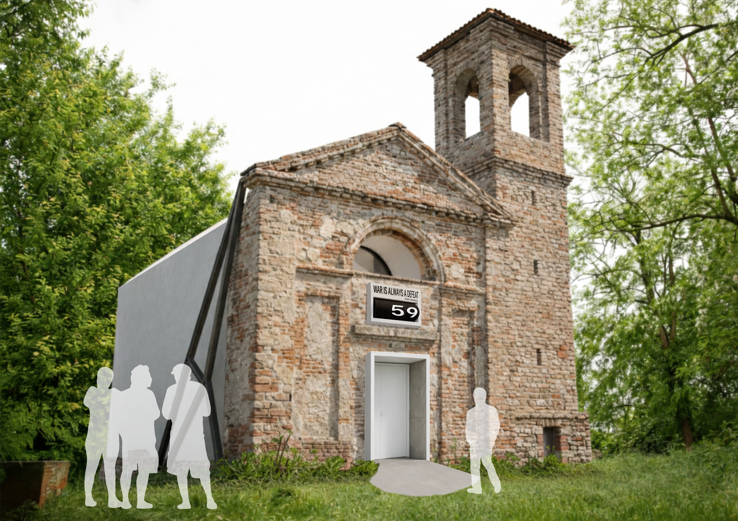 ARCh, ReuseItaly, ReusetheChurch, TO ZERO architecture project, multi-faith sanctuary design, adaptive reuse church Italy, Santa Maria di Settefonti Ozzano dell’Emilia, Gothic Line architecture, memorial architecture concept, interreligious space des