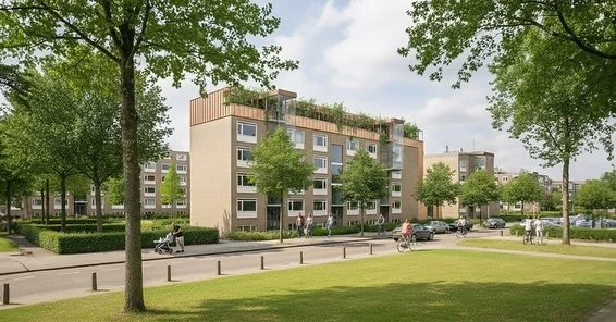 For the Benut de Overruimte competition, we are solving the Netherlands housing shortage with a sustainable architectural intervention that preserves and boosts existing social housing neighbourhoods. 

Our design features compact, self-contained hom