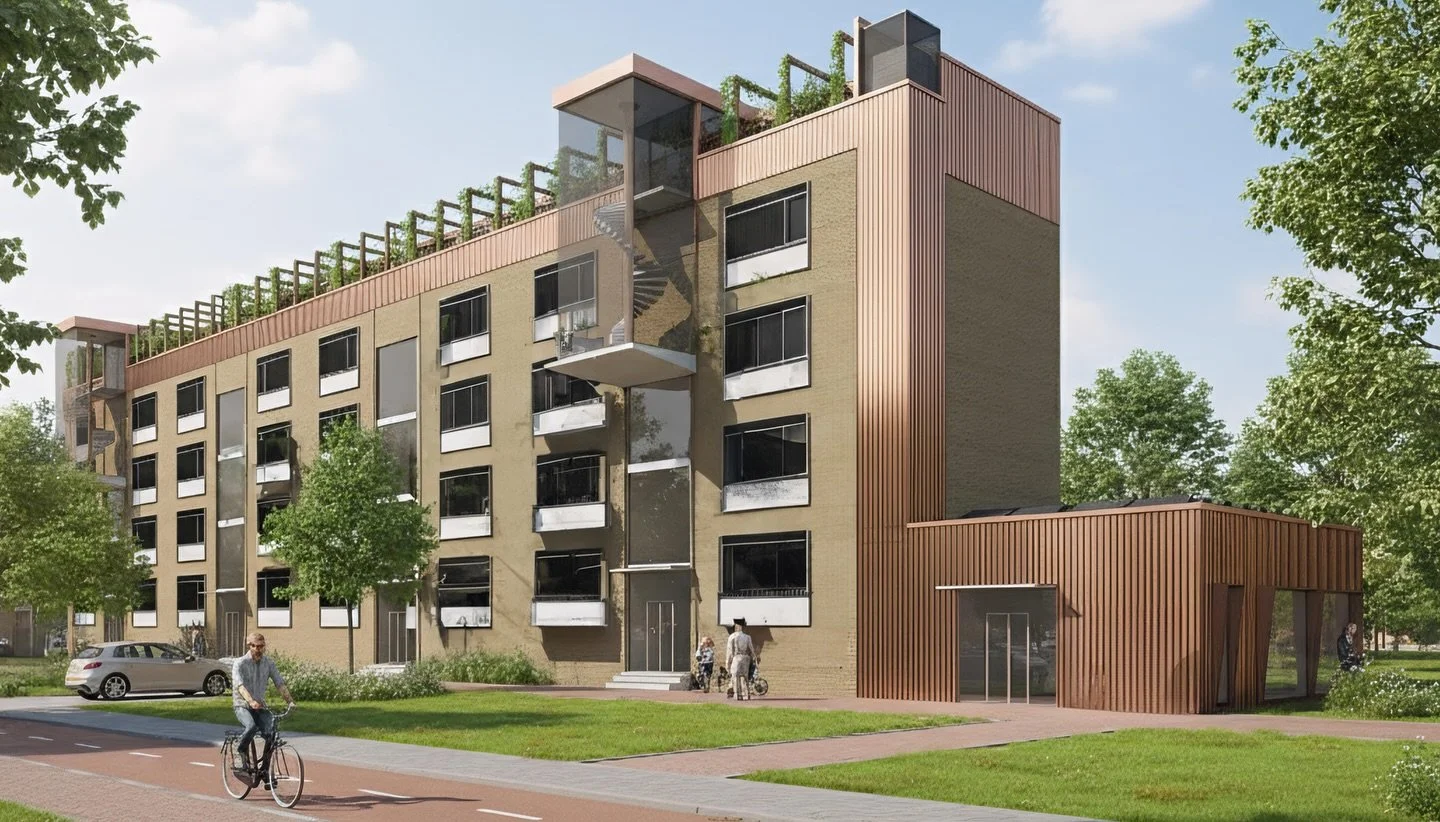 The ground floor of De Rode Kroon is conceived as a shared neighbourhood space that residents can rent for communal activities, celebrations or gatherings. It strengthens social ties by offering a flexible and accessible place for collective use.

If