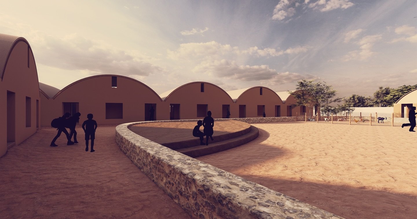 The Guna vault emerges from the earth, the shaded porch opens to the community, the square stands ready for life beyond the classroom.
A school that looks like the land it stands on.

#ARCh #architecture #design #art