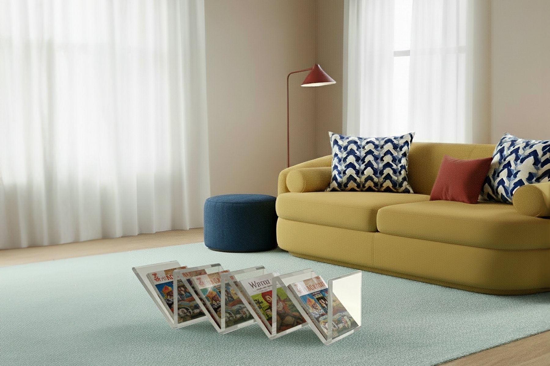 ARCh, Carmine Papa Architetti e Designers, transparent magazine rack, plexiglass magazine rack, minimalist magazine holder, versatile magazine rack design, modern plexiglass rack, zigzag-shaped magazine holder, adaptable magazine rack, transparent ho