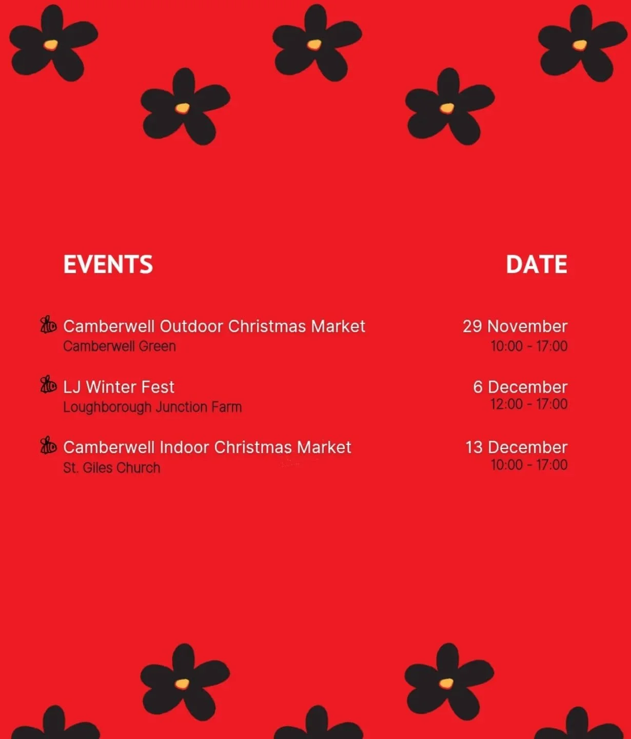 It's beginning to look a lot like... 🎄🎁🎅🏽

Yes, it's that time again, but for us it's our very first Christmas trading and we're super excited for it!

So, where can you find us over the next three Saturdays?

🎄 This Saturday, we'll be at Camber