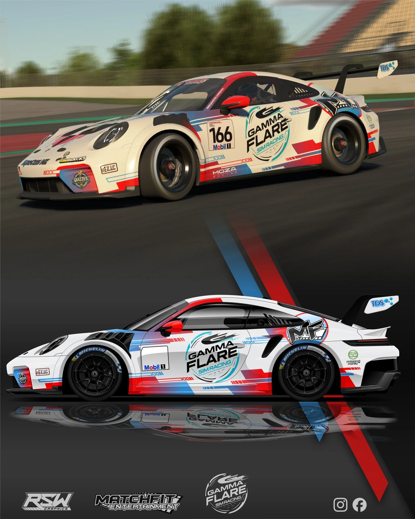 Happy to join the NZ crew to help the @gamma_flaresimraciing  Matchfit and @super_carsnz  guys with some fresh designs