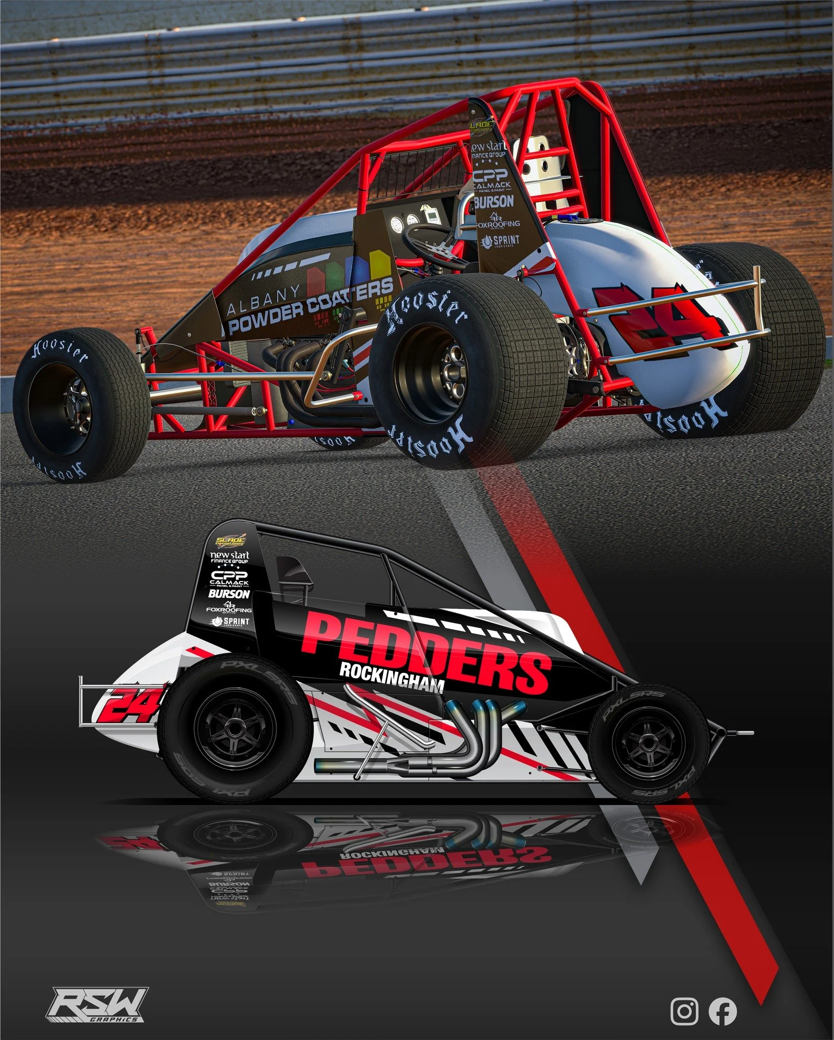 A non winged sprint car I did last year that unfortunately didn't get past the approval process.