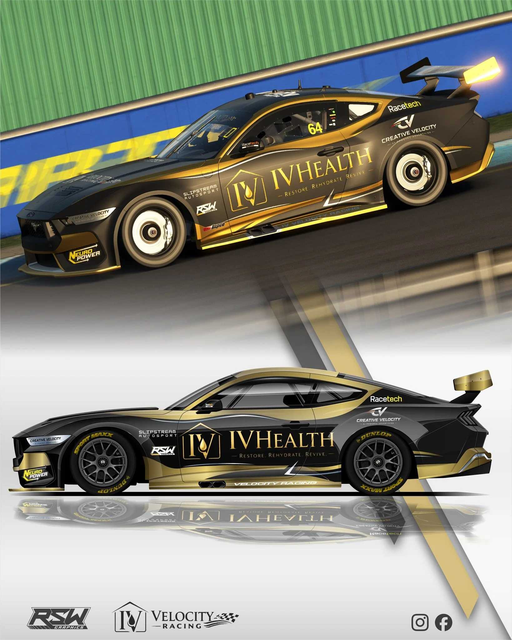 Full fleet of cars designed for @neuropowerforlife and his new team IV Velocity Racing.