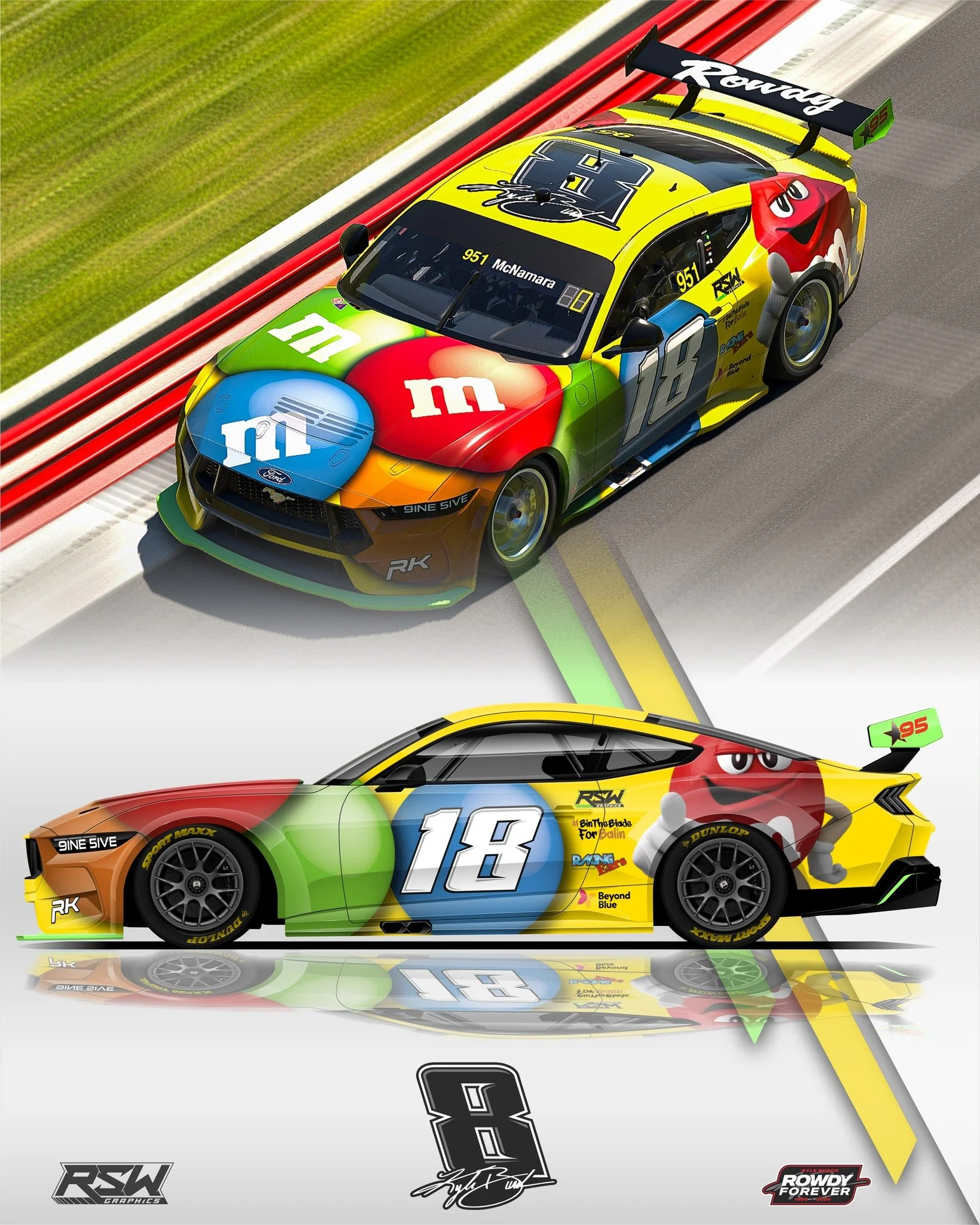 Kyle Busch Tribute livery for my good friend @macca_951  at @9ine5ivesimsport  competing in the @v8veterans league tomorrow night
