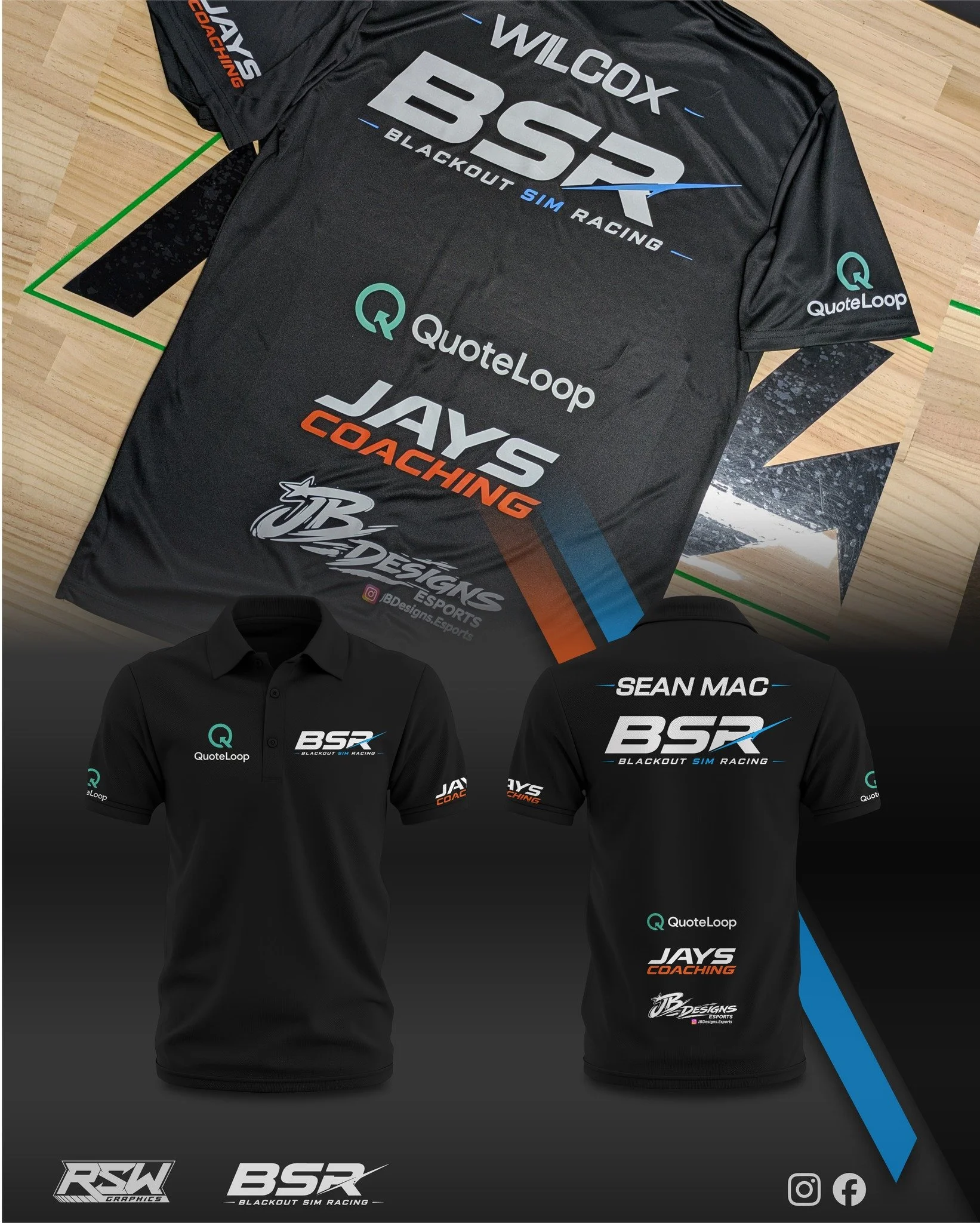 Team shirts printed and supplied for @blackoutsimracing1
