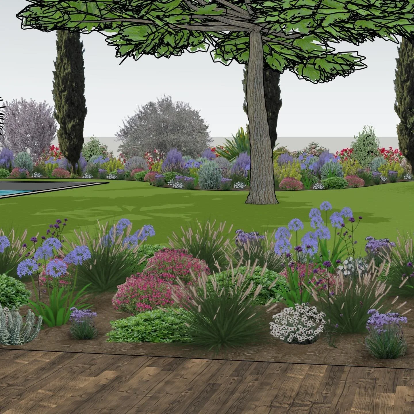 Un nouveau projet de jardin qui se termine &hellip; sur le papier. 
Ambiance m&eacute;diterran&eacute;enne garantie avec une belle collection de v&eacute;g&eacute;taux de jardin sec (sauges, convolvulus, rhodanthemums, armoises, agapanthes, pennisetu