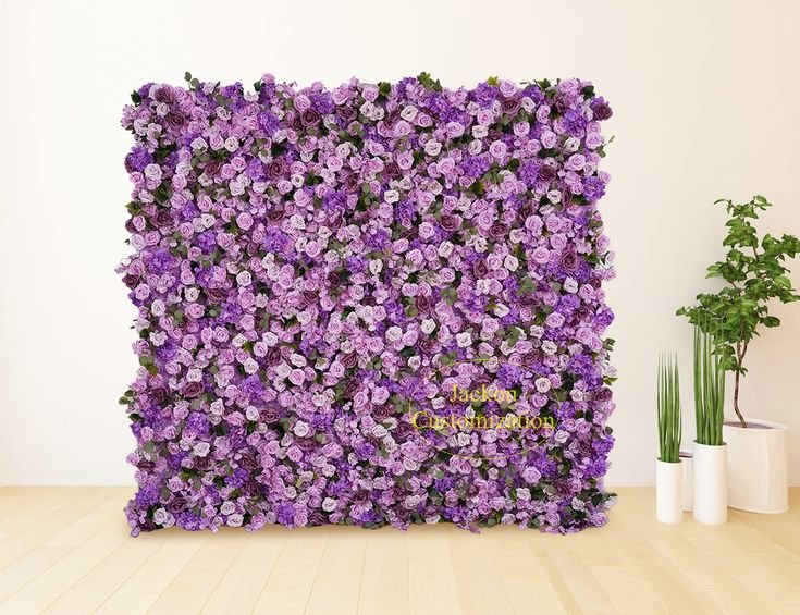 Purple Hydrangea Rose Flower Wall Wedding Backdrop Decor 5D Artificial Cloth Roll Up Flower Arrangement Events Photography Props.jpg