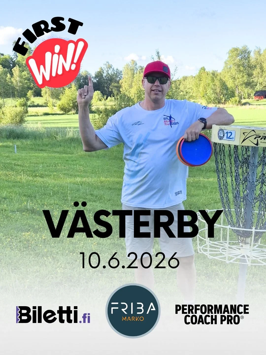 Keskiviikkona tuli uran ensimm&auml;inen PDGA voitto :)

V&auml;sterbyss&auml; kolmannella sudariv&auml;yl&auml;ll&auml; Ville Piiposta. 

Olin jo mokata koko homman, johdin viidell&auml; heitolla ja sitten painoin lopussa triplan ja tuplan nelj&auml