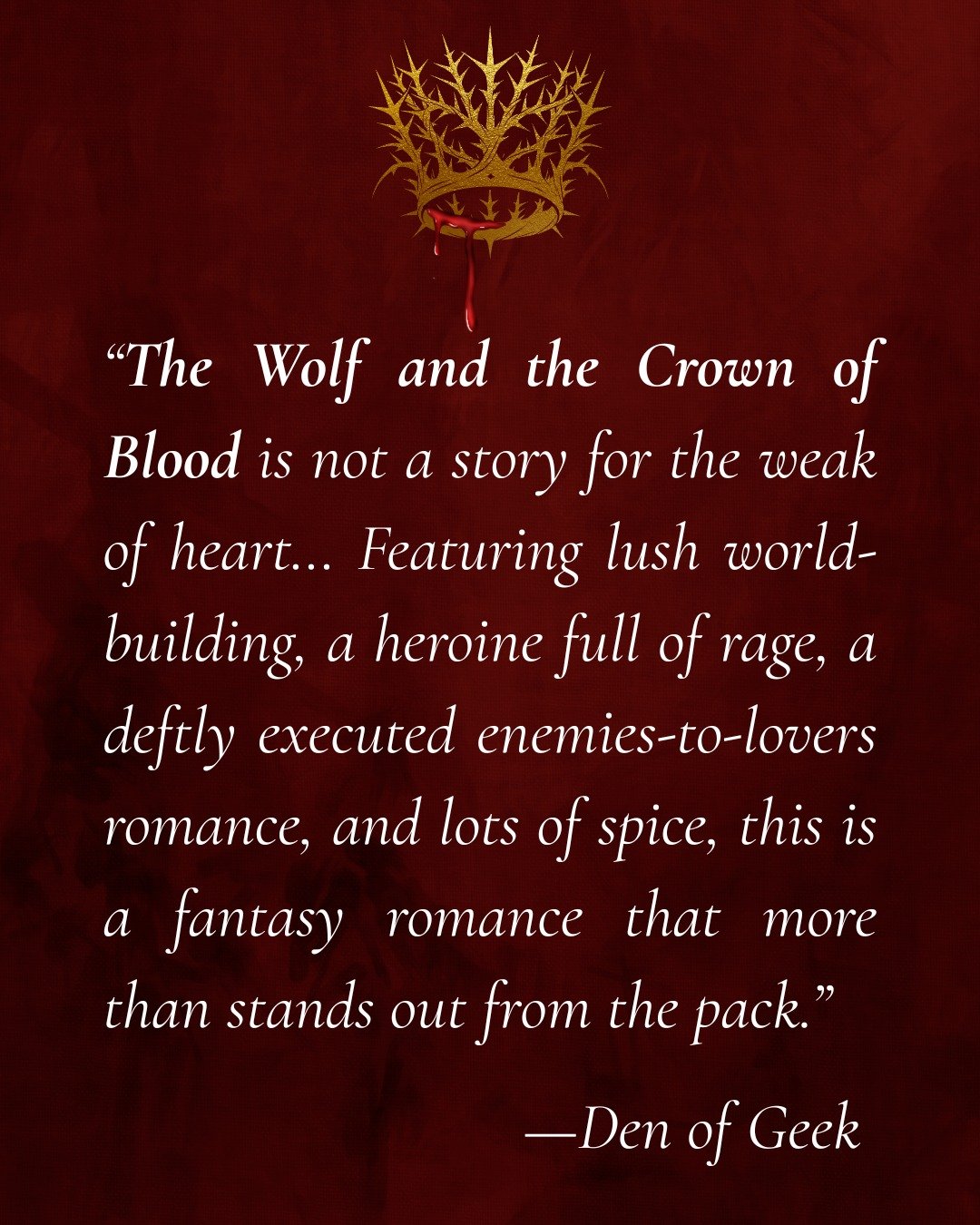 WOLF was featured on Den of Geek's most anticipated books of 2026, and they said very nice things about it! 🥹

Only 9 days to go, I can't believe it! 😭

#thewolfandthecrownofblood #darkromance #romantasy