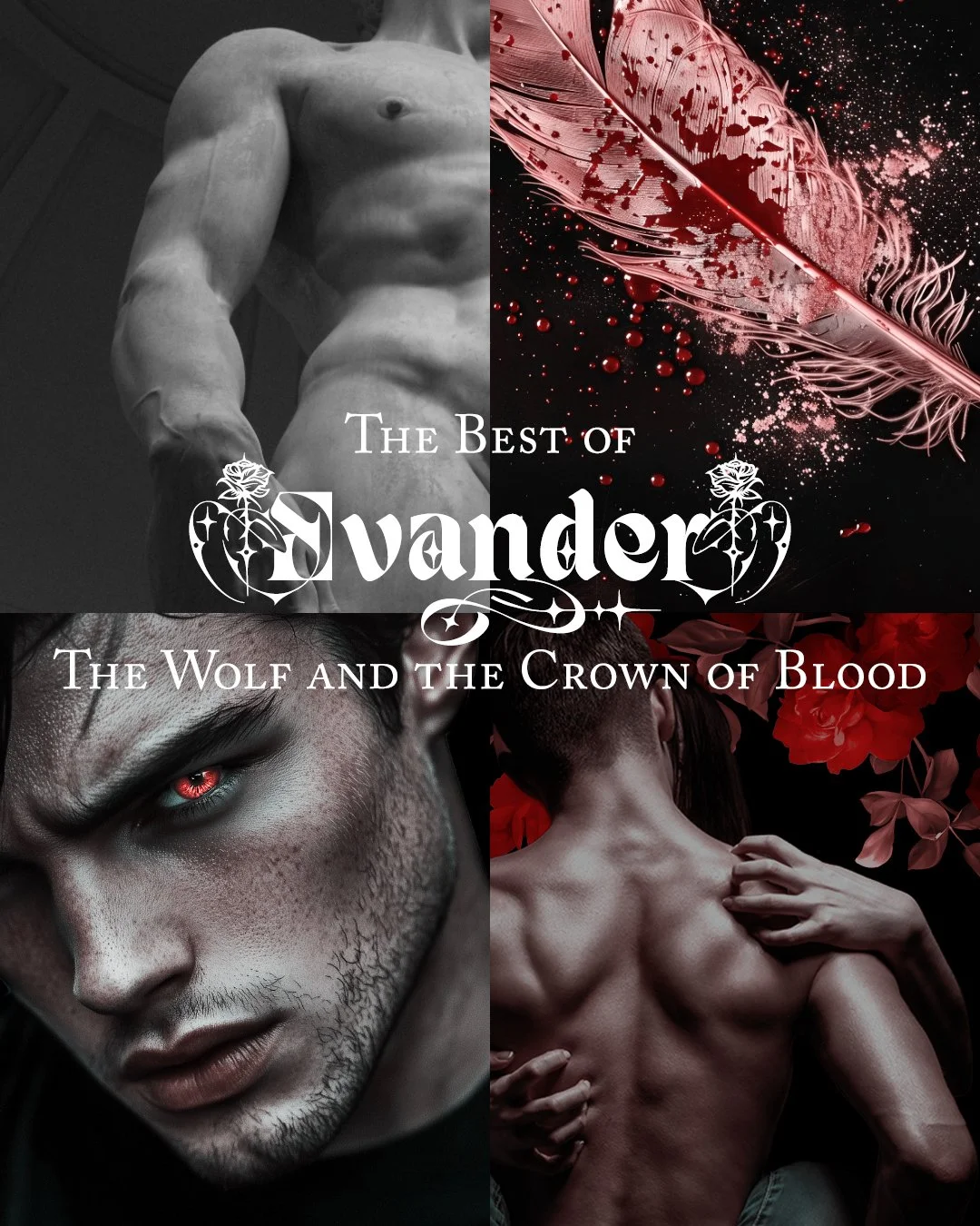7 days until WOLF is in shops, so here are some quotes from Evander "The Wolf", ancient god and resident menace.

🔥

THE WOLF AND THE CROWN OF BLOOD is a dark enemies-to-lovers romantasy featuring a god who's supposed to kill the princess&