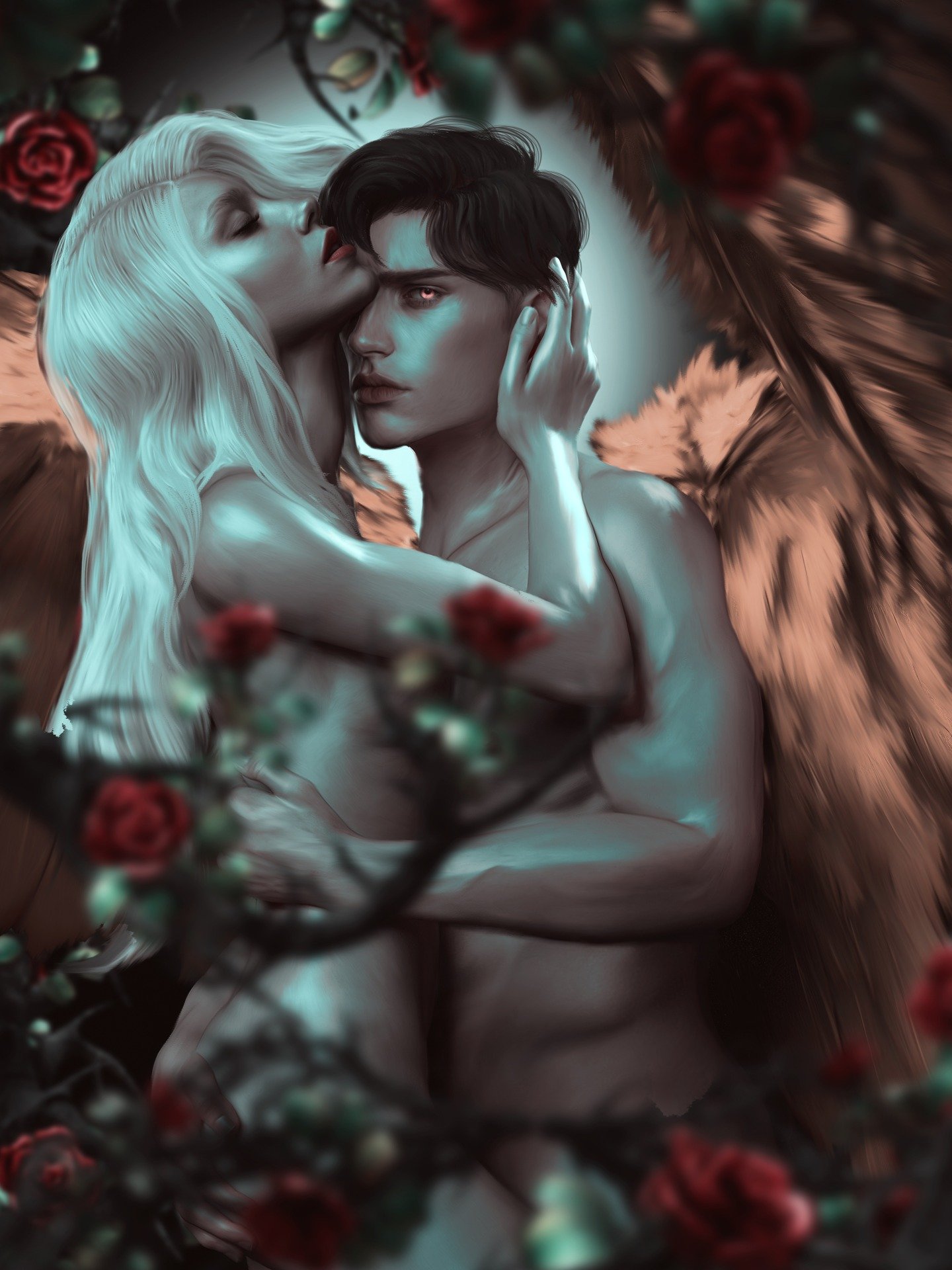 Bryony and Evander (and Evander's sentient roses) from THE WOLF AND THE CROWN OF BLOOD.

Swipe for that ass grab! 😂

WOLF is in stores now!

🎨 Art is by me!

🔥

THE WOLF AND THE CROWN OF BLOOD is a dark enemies-to-lovers romantasy featuring a god 