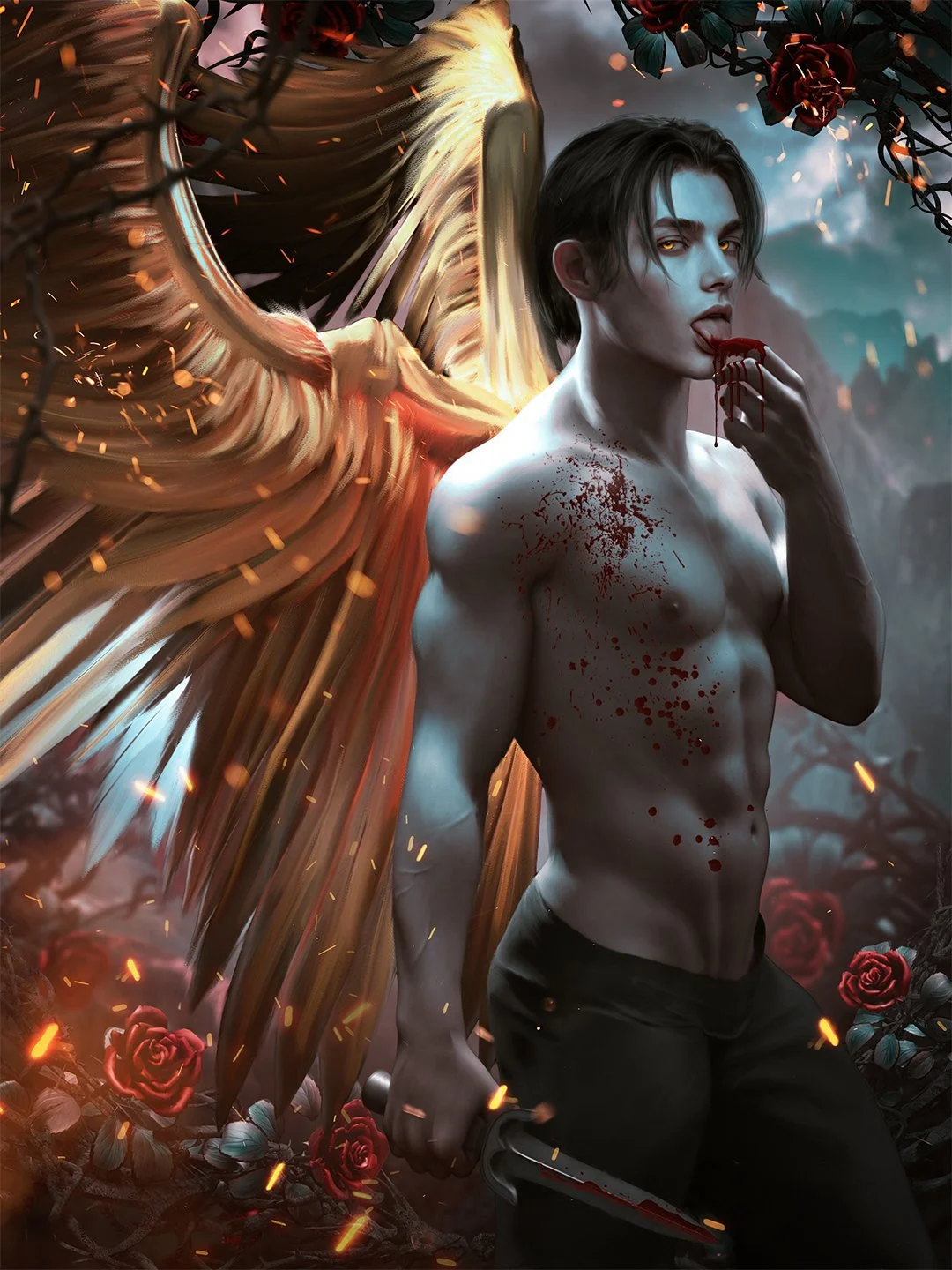 "What can I say? I make an entrance. All artists sign their work; blood is just my signature."
🔥 Evander, THE WOLF AND THE CROWN OF BLOOD

New Evander art for a new year 🎉 Art is by me (3D, photos, paint). 🥰

[ #thewolfandthecrownofblood