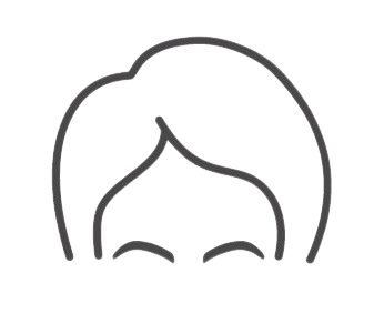 Infographic of a person's head and hair with closed eyes.