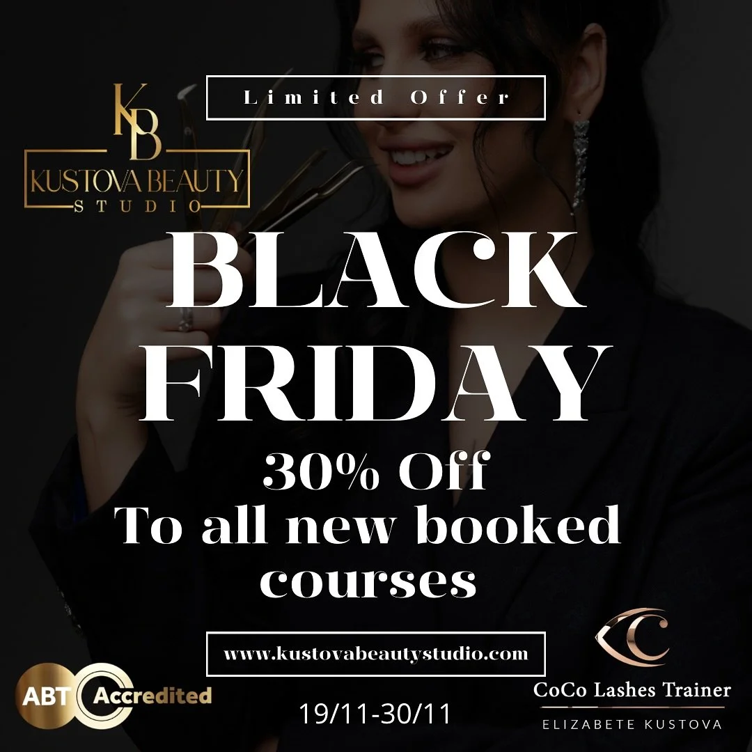 Black Friday in Lash extensions and eyebrow industry 🤩 
I&rsquo;ve prepared a special offer up to 30% to all courses. 
👉🏻choose one of the eyelash or eyebrow courses, text me to choose the date 
This perfect opportunity 🖤 to begin new career, 🖤 