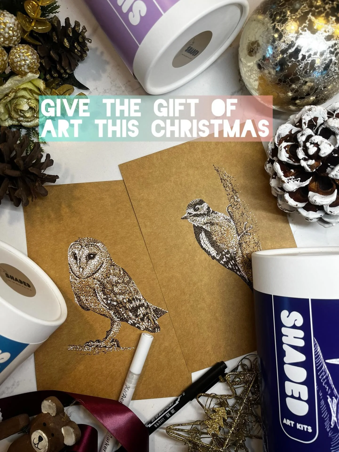 Gift the gift of art this Christmas! Visit www.shadedart.com for yours now! #art #artgiftideas #artkits #shadedartkits #pointilism
