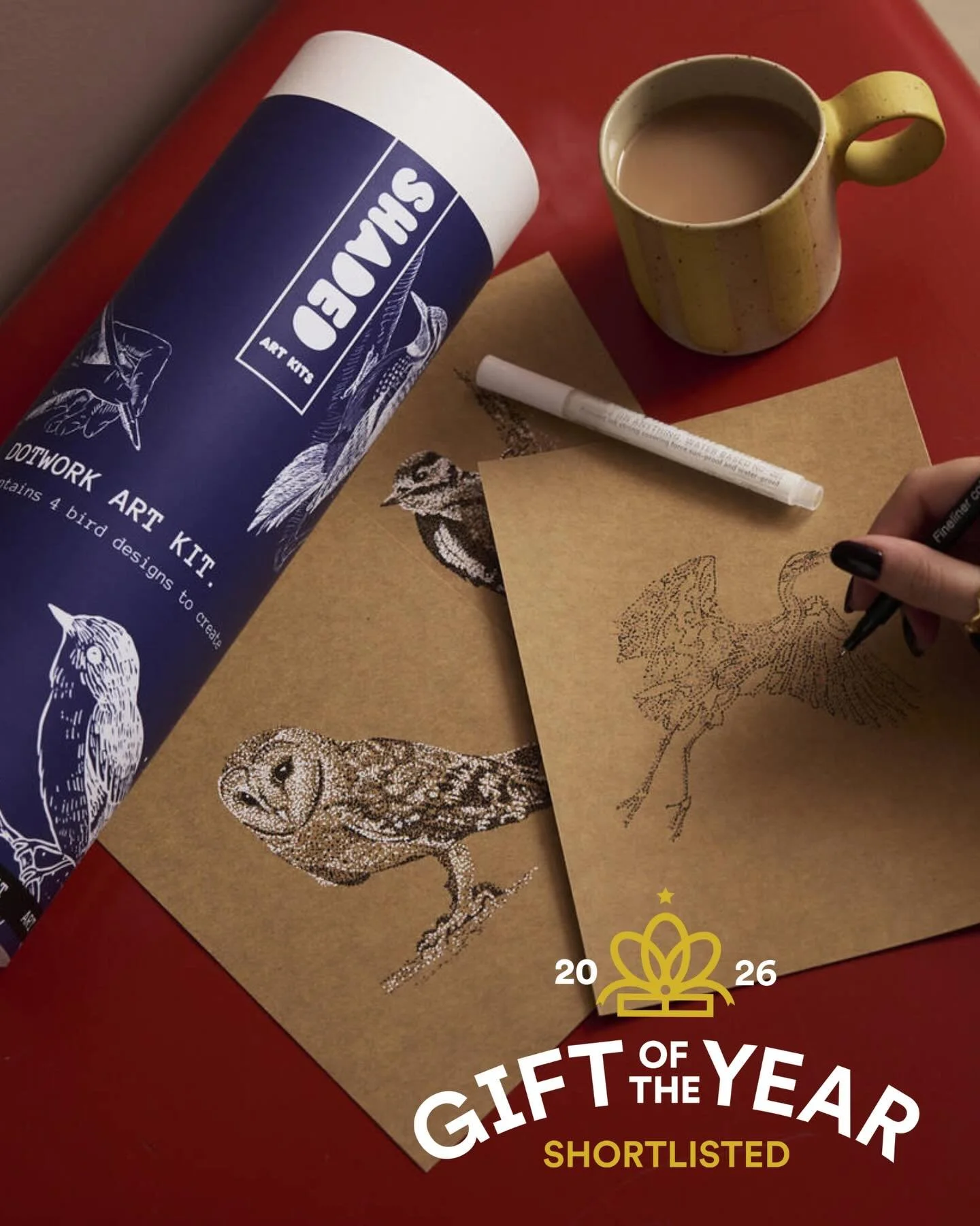 We&rsquo;ve been shortlisted for Gift of the year 2026! Such a great achievement for us in our first year of trading! Fingers crossed for us and for a great 2026! #giftoftheyear #shadedartkits #art #artkits #artgift