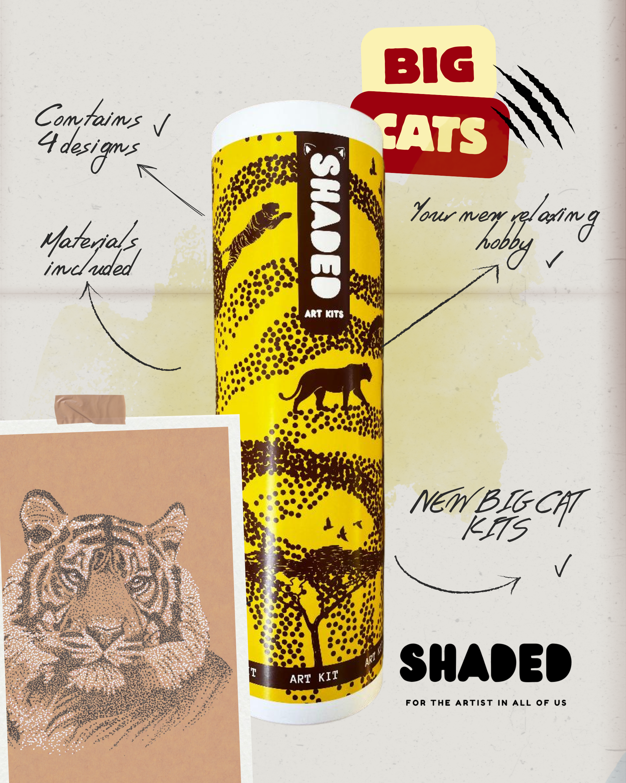Big Cats Dotting Art Kit