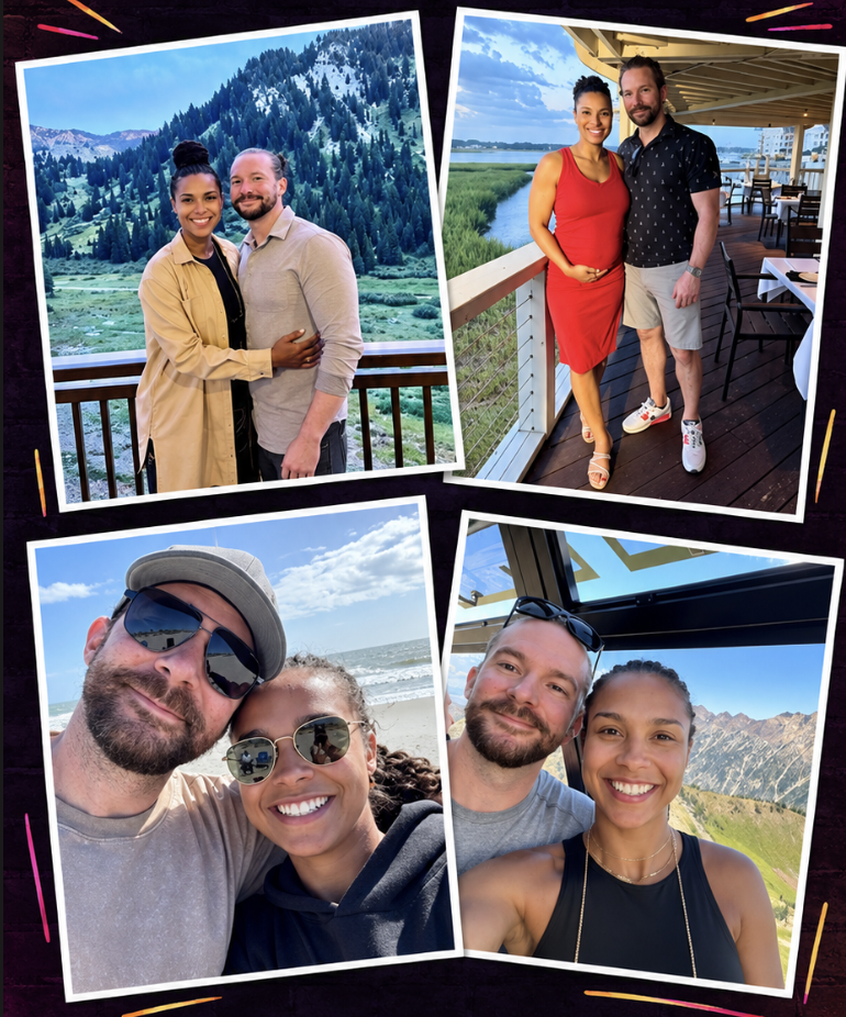 Collage of four couples enjoying outdoor scenic locations