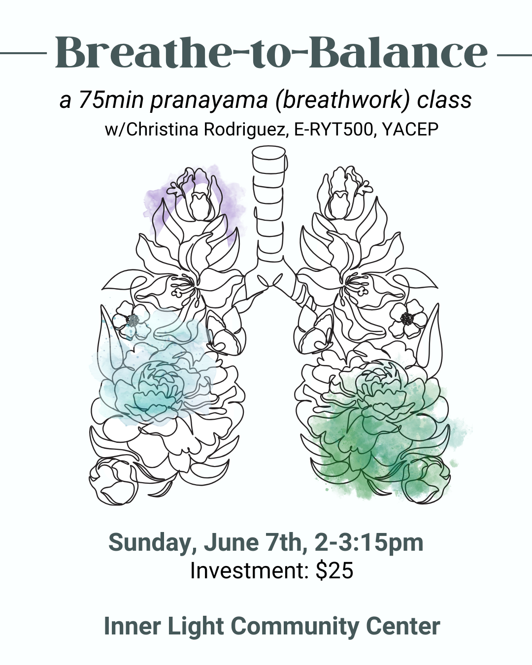 Breathe-to-Balance, Pranayama (breathwork) Class