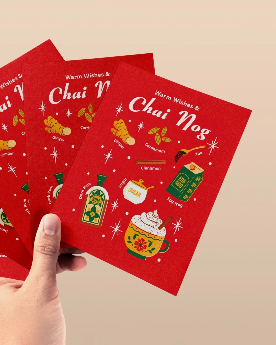 Happy holidays from Aarzoo Design 💛

I sent these out this year as a holiday card that doubles as a chai nog recipe ☕️

.
.
.

#holidaycard #holidaycarddesign #fooddesign #brandidentitydesigner #recipecard